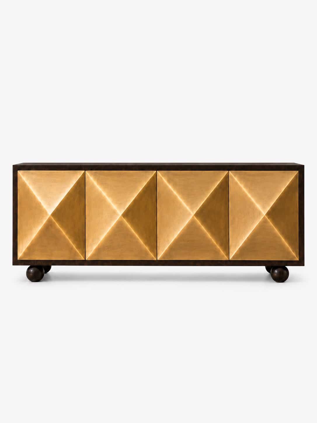 Brass Pyramid Sideboard angle thumbnail 1