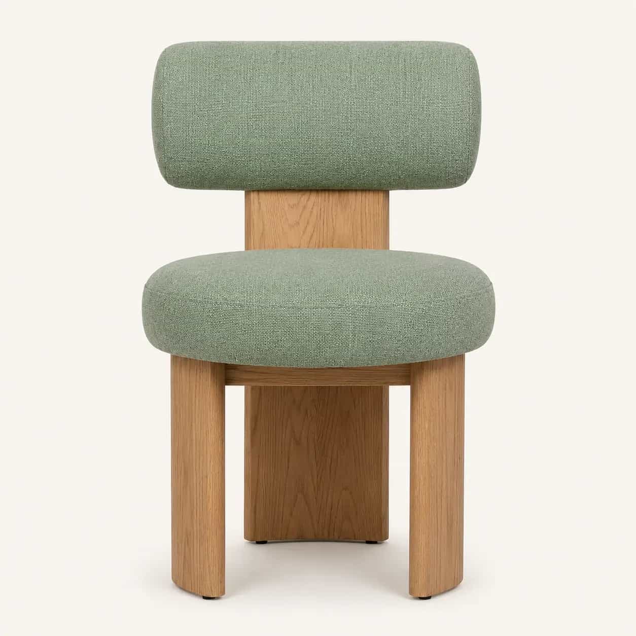 Sylvara Sage Green Upholstered Oak Dining Chair angle thumbnail 1