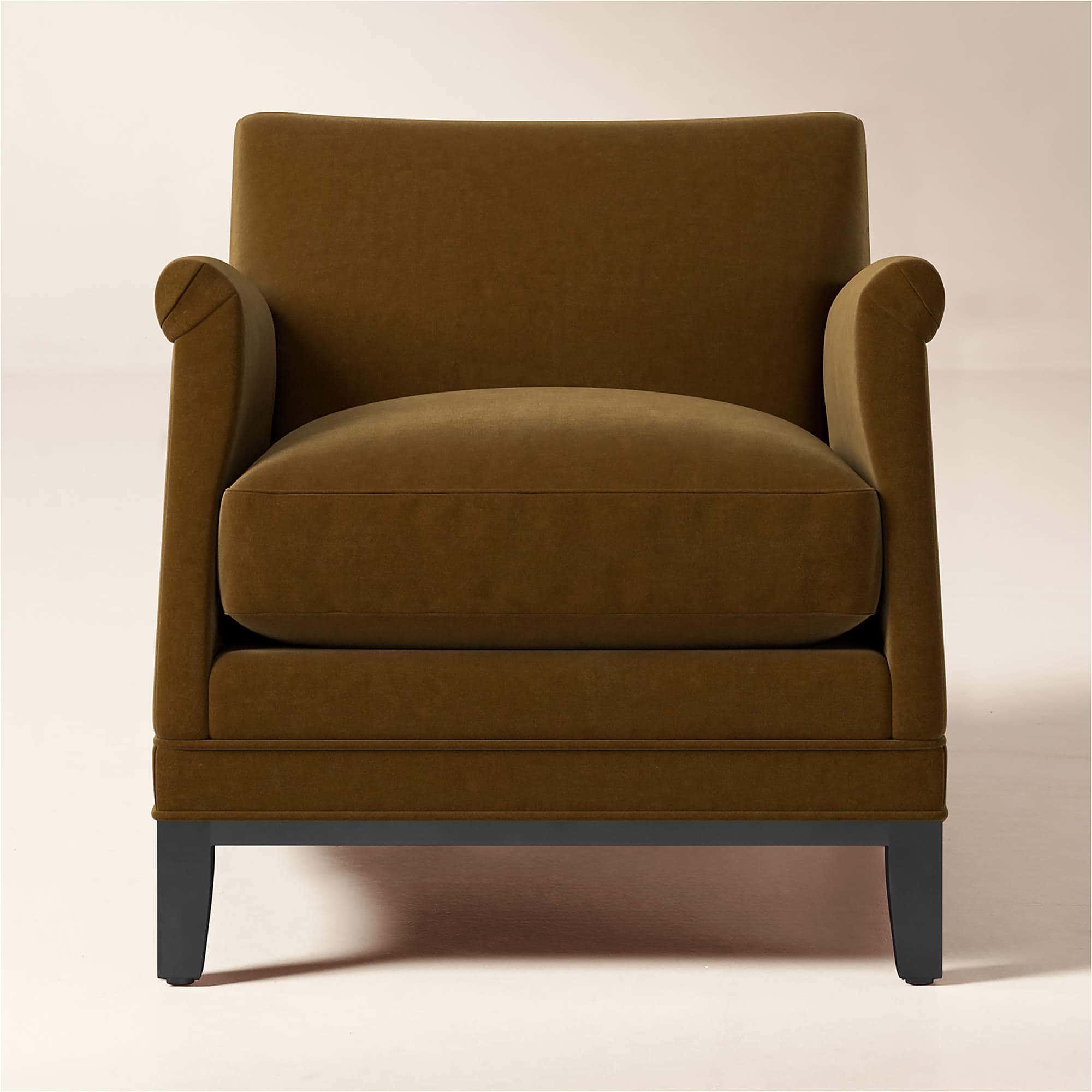 Olson Cognac Brown Velvet Accent Chair — view 1
