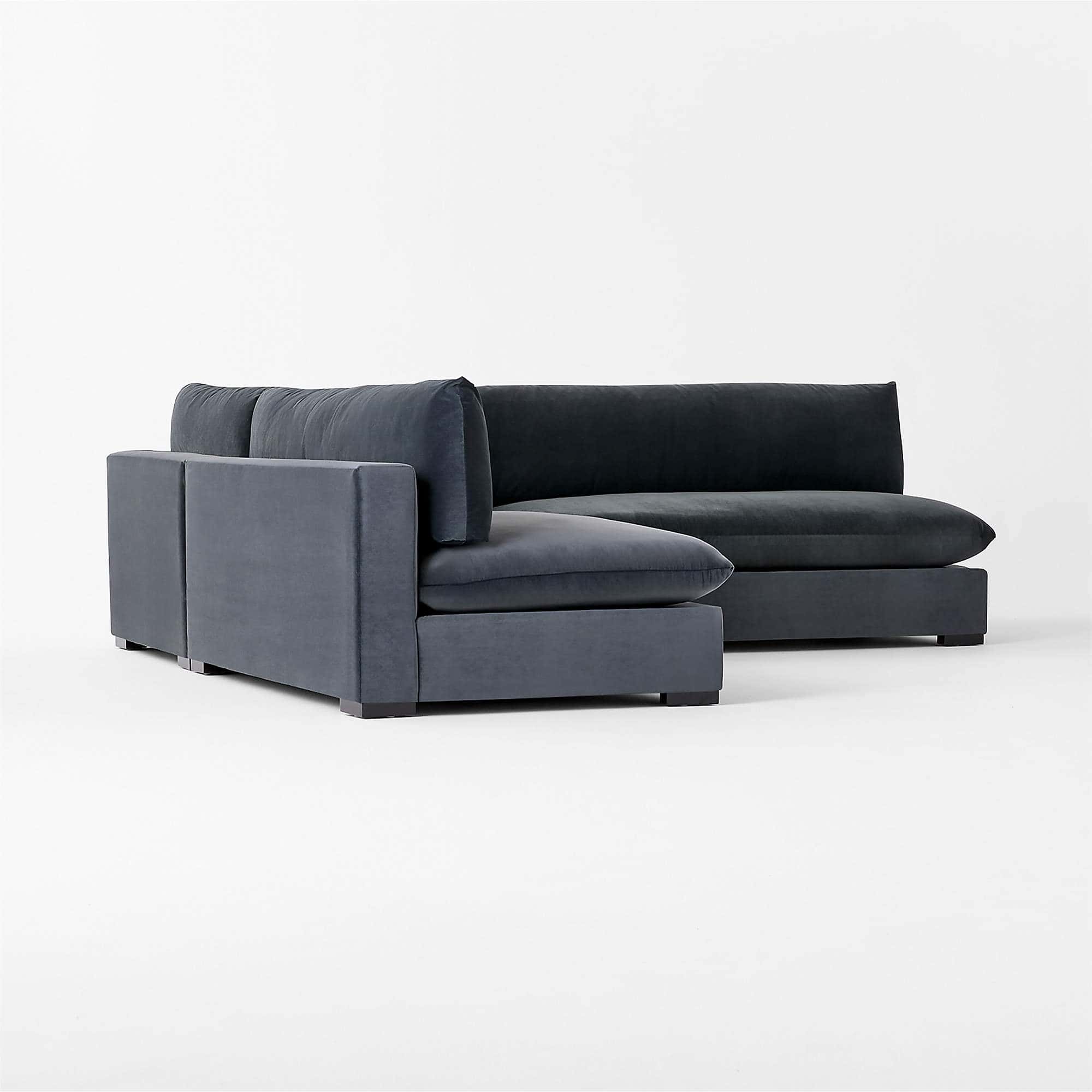 Deuseo 3-Piece Modular Charcoal Grey Performance Velvet Standard Depth Sectional Sofa angle thumbnail 2