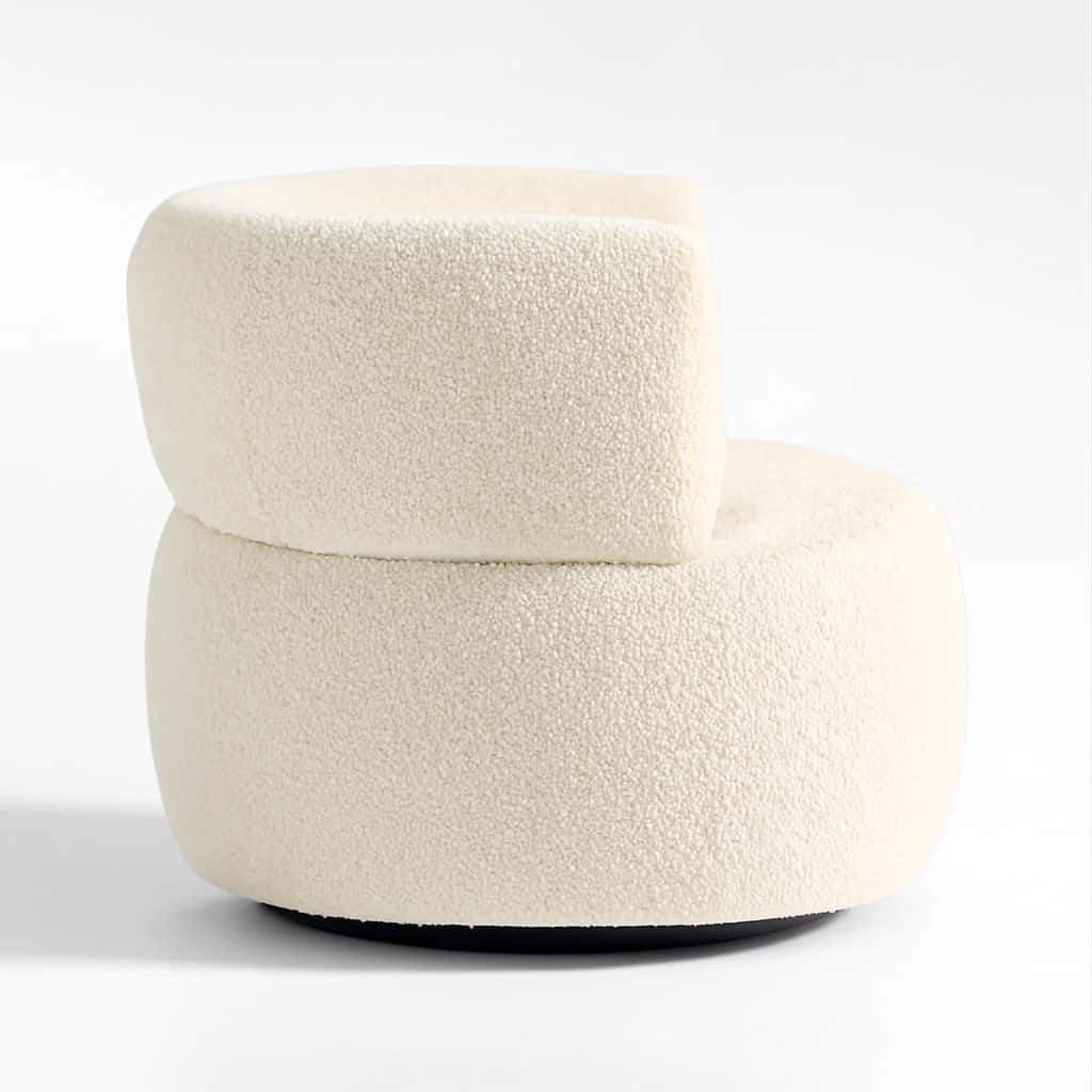 Cloud Cream Bouclé Swivel Accent Chair – Modern Curved Lounge angle thumbnail 2