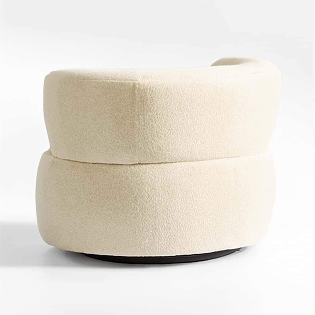 Cloud Cream Bouclé Swivel Accent Chair – Modern Curved Lounge angle thumbnail 3