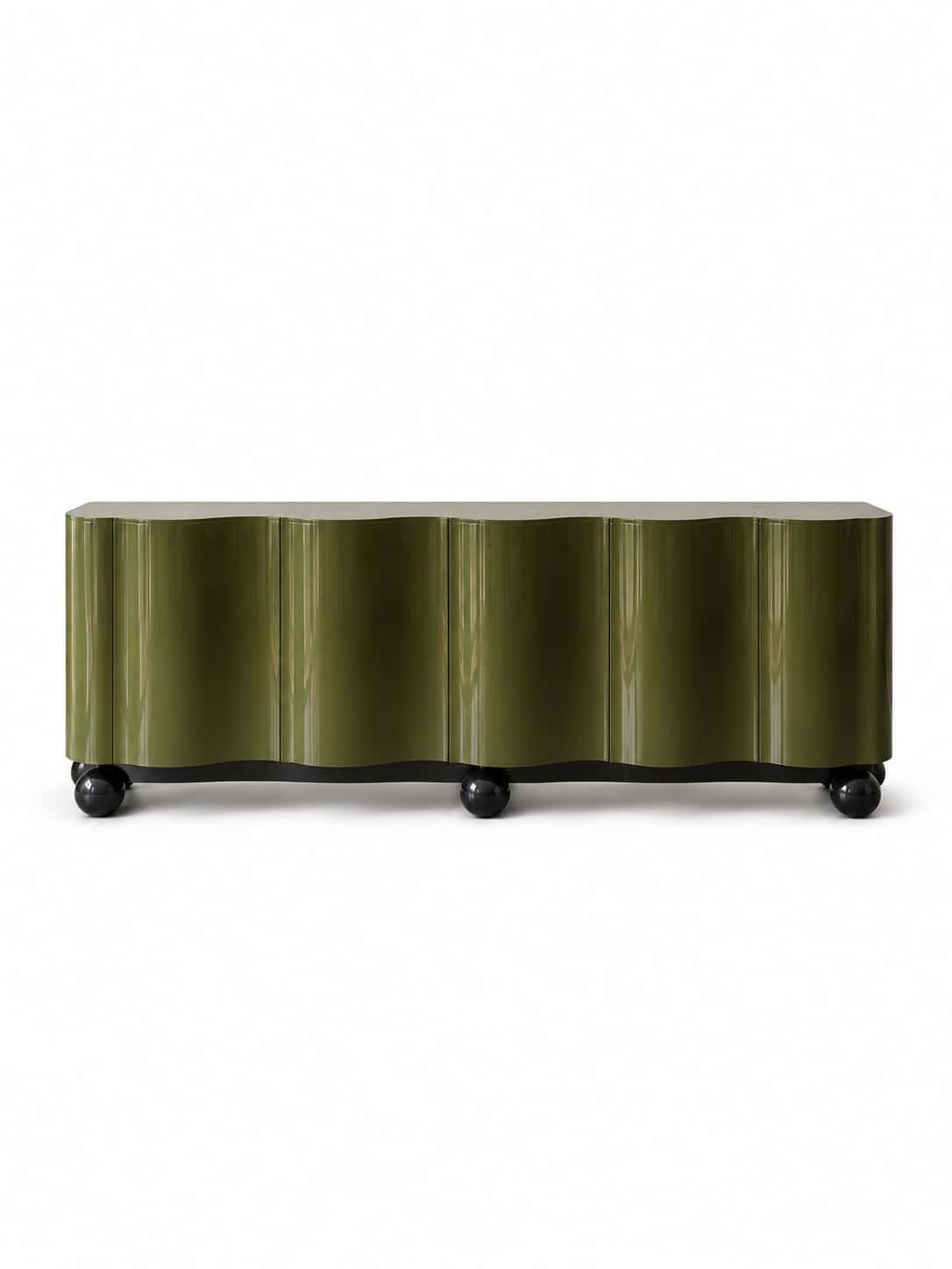 Olive Wave Gloss Sideboard — view 1
