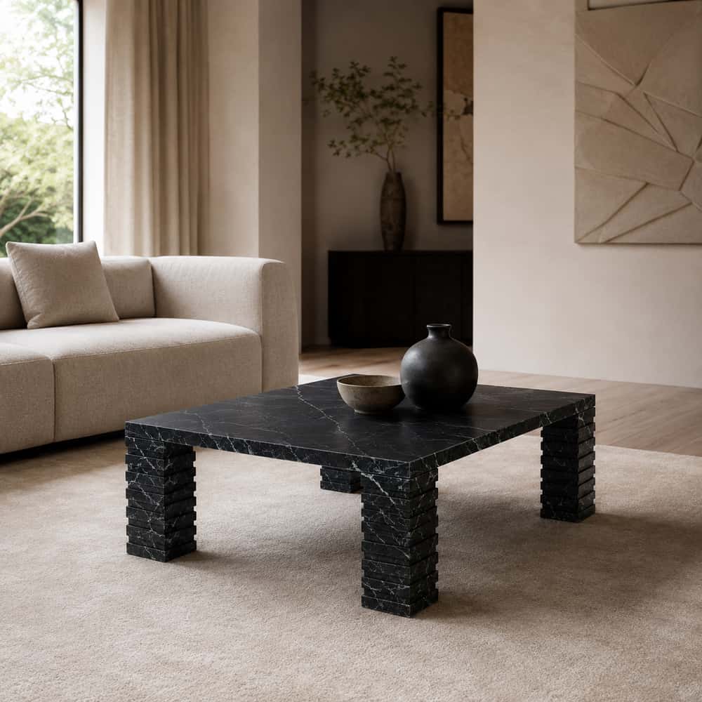 Strata Layered Marble Coffee Table – 54 — view 1