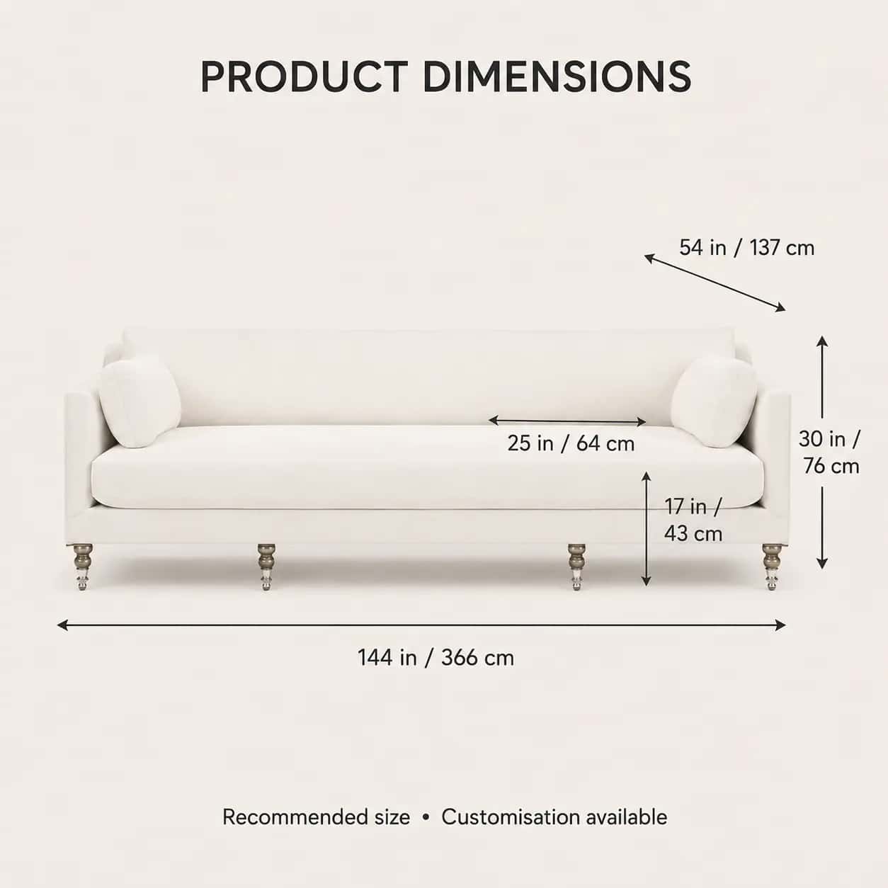Elara Classic Upholstered Sofa — view 1