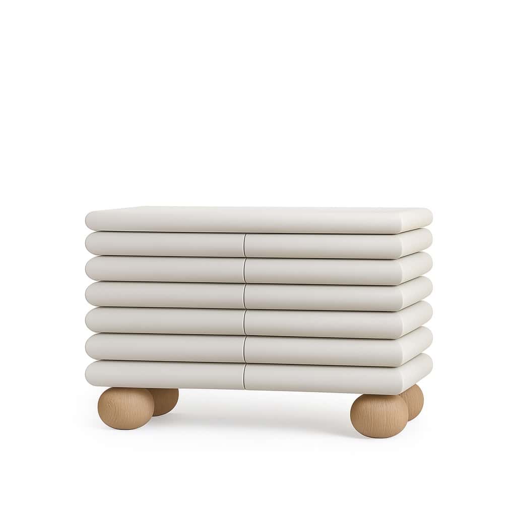 Cloudline Modern Ribbed Sideboard – 48" Wide, Rounded Oak Ball Legs — view 1