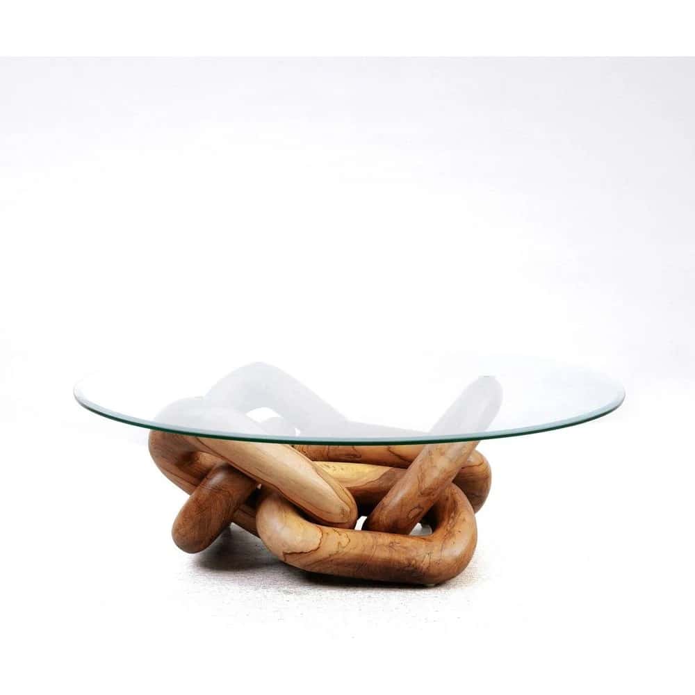 Driftwood Knot Glass Coffee Table – Handcrafted Organic Modern Centerpiece angle thumbnail 2