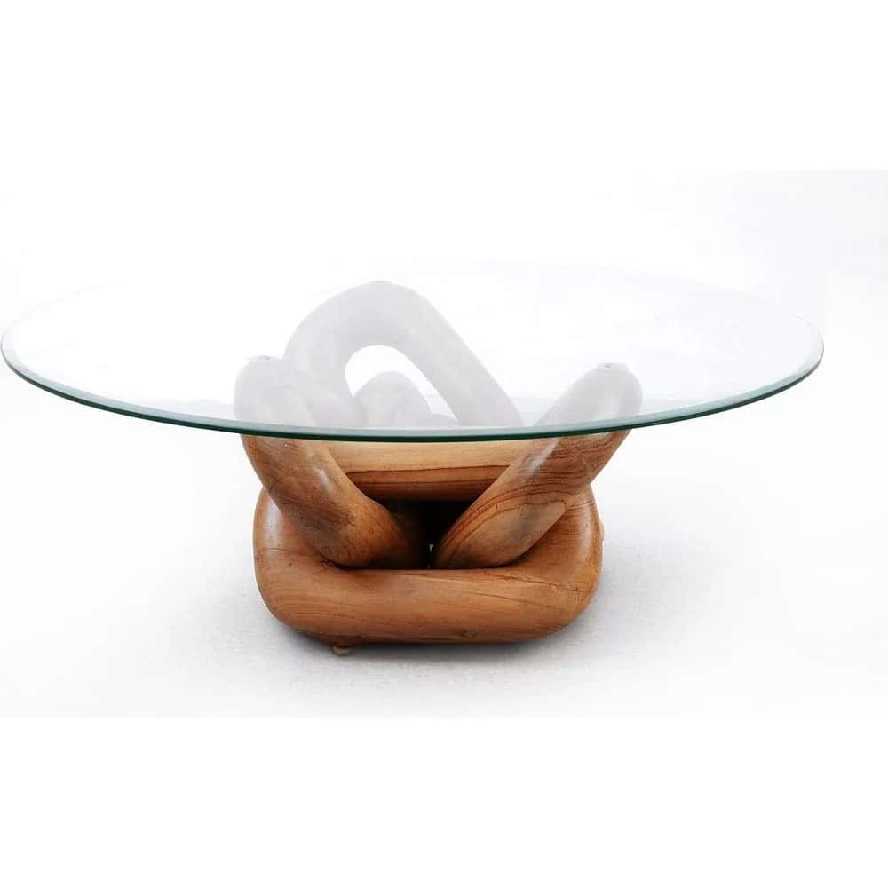 Driftwood Knot Glass Coffee Table – Handcrafted Organic Modern Centerpiece angle thumbnail 3