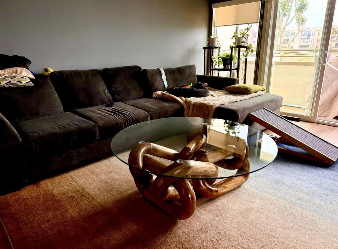 Driftwood Knot Glass Coffee Table – Handcrafted Organic Modern Centerpiece angle thumbnail 6