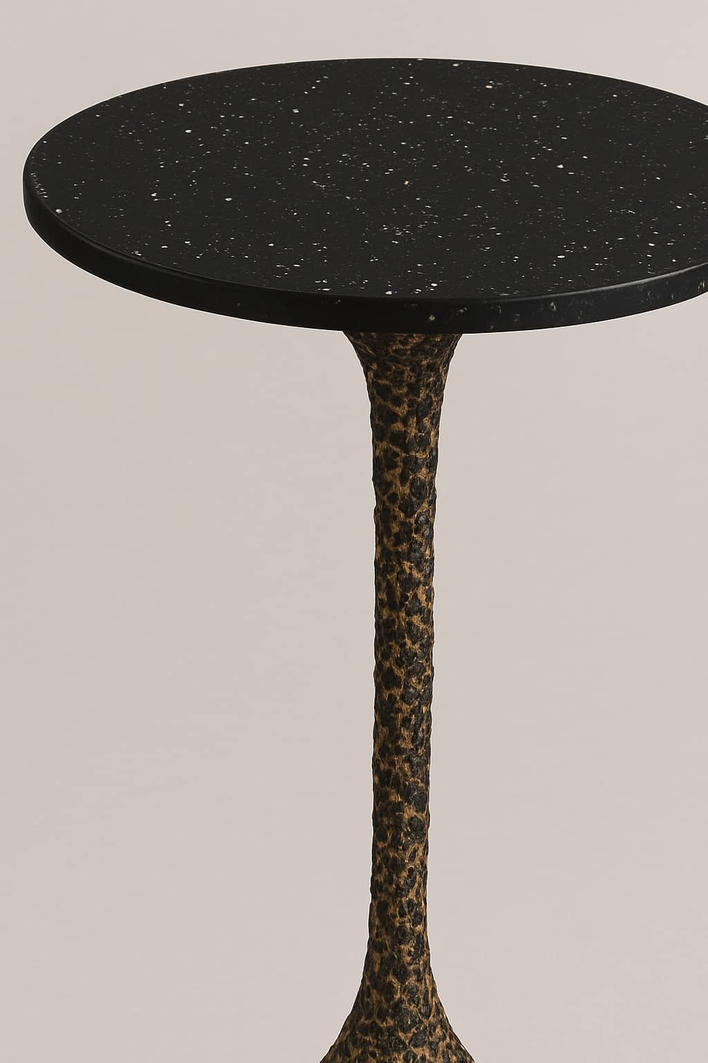 Hammered Bronze Aluminum Side Table with Black Stone Top – 14"x14"x20" | Luxe Accent Table - 3