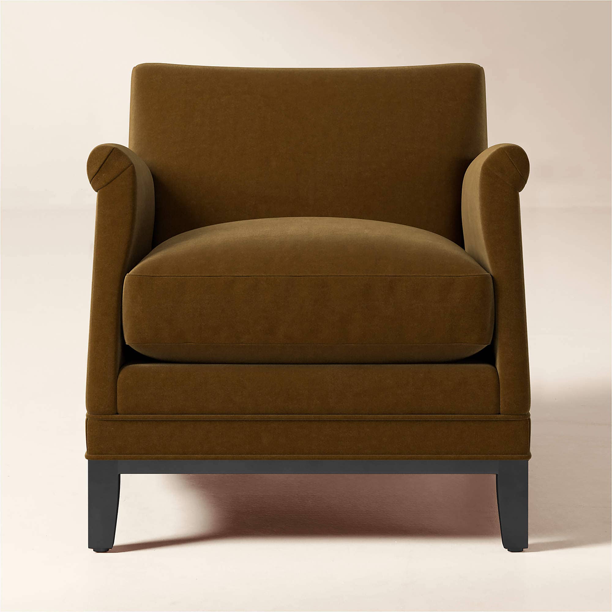 Olson Cognac Brown Velvet Accent Chair - 1