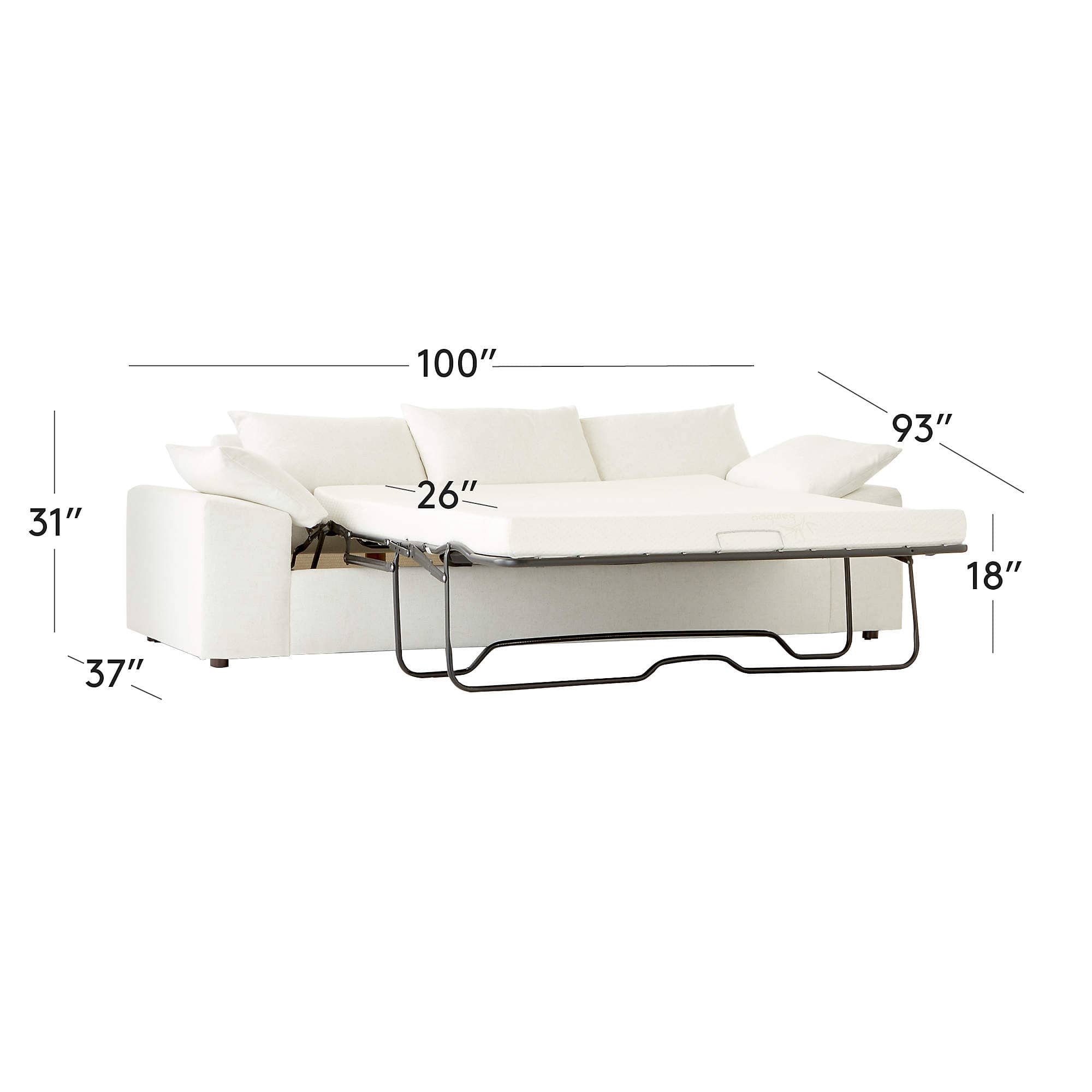 Algora 100" Charcoal Grey Performance Linen Sleeper Sofa - 2