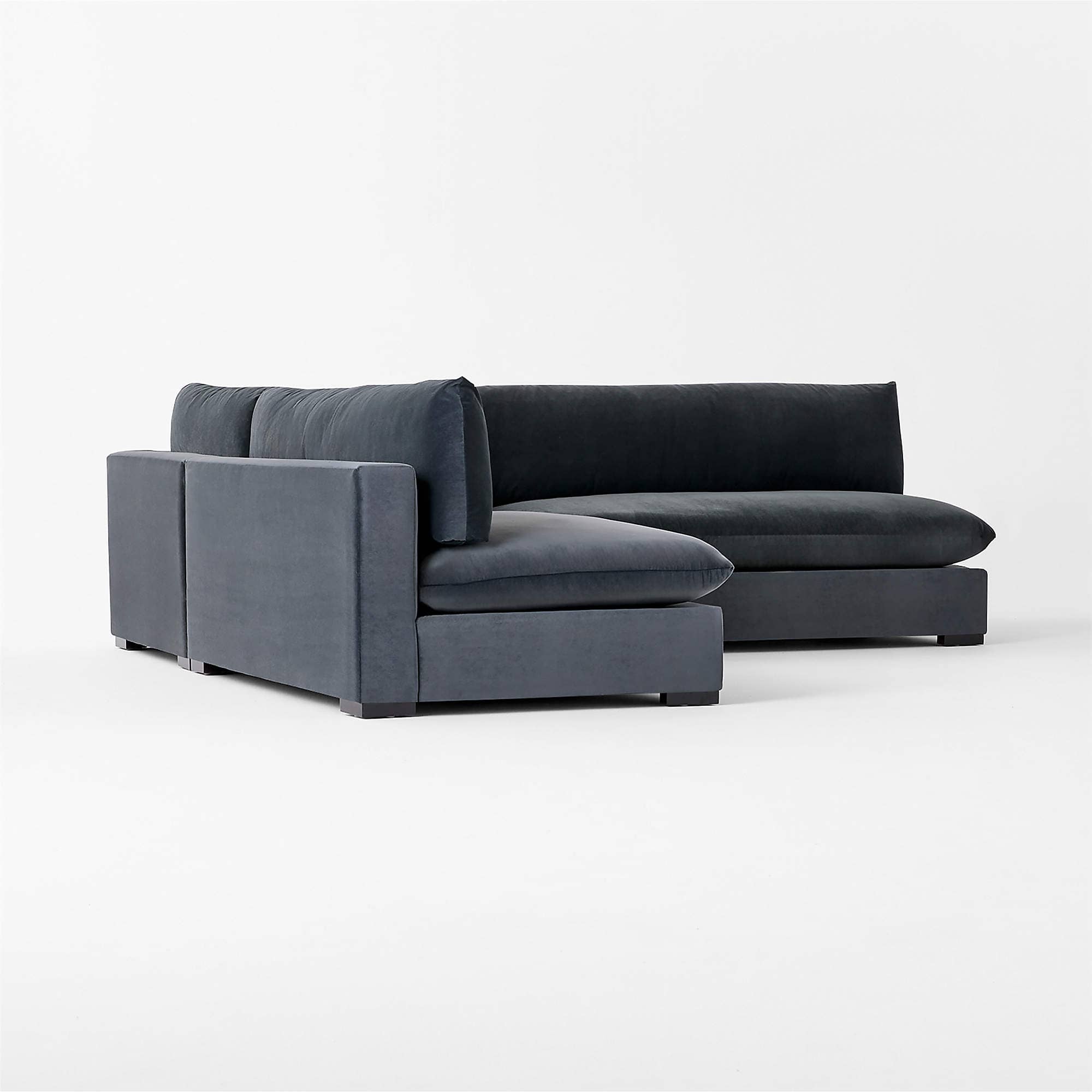 Deuseo 3-Piece Modular Charcoal Grey Performance Velvet Standard Depth Sectional Sofa - 2