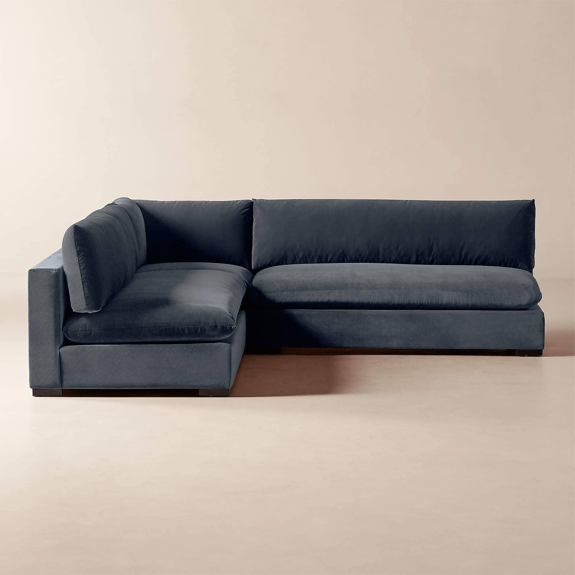 Deuseo 3-Piece Modular Charcoal Grey Performance Velvet Standard Depth Sectional Sofa - 1
