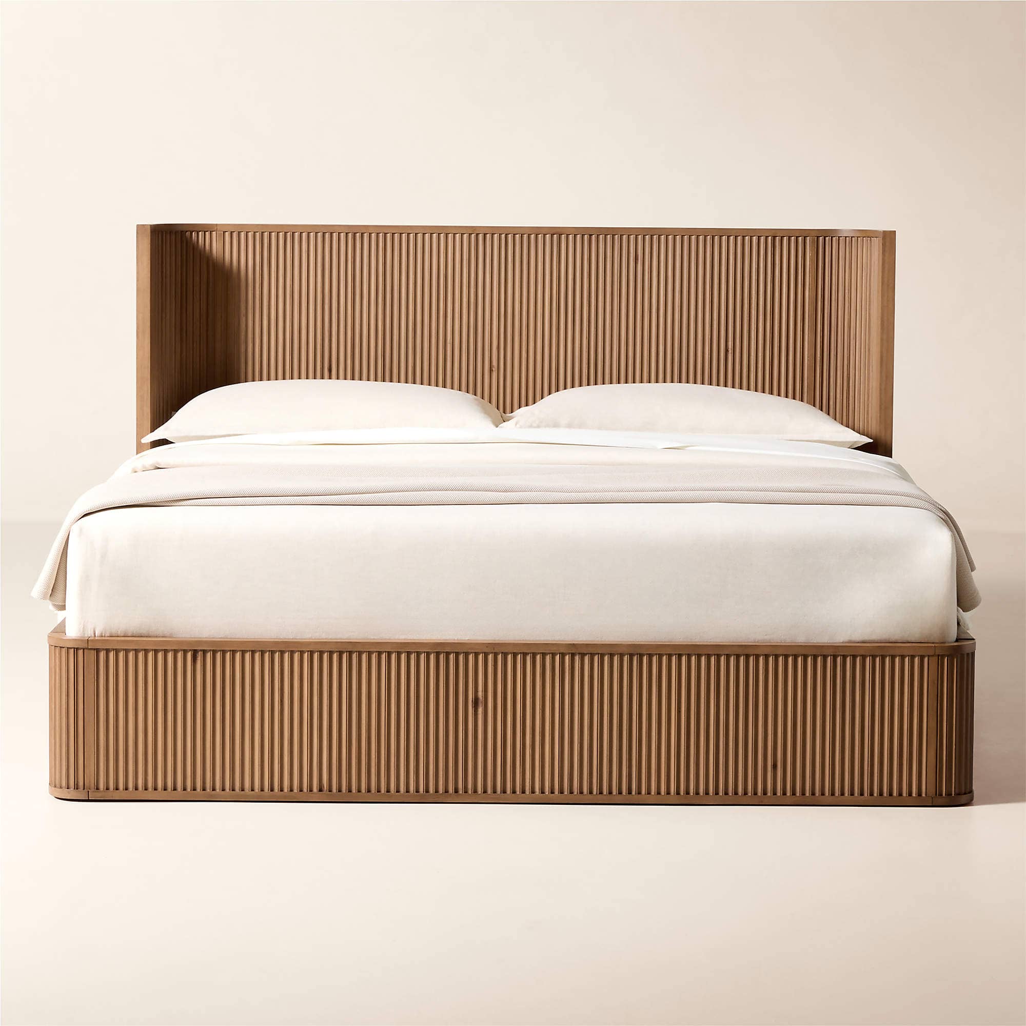 Razon Fluted Wood Queen Bed with Nightstands - 2