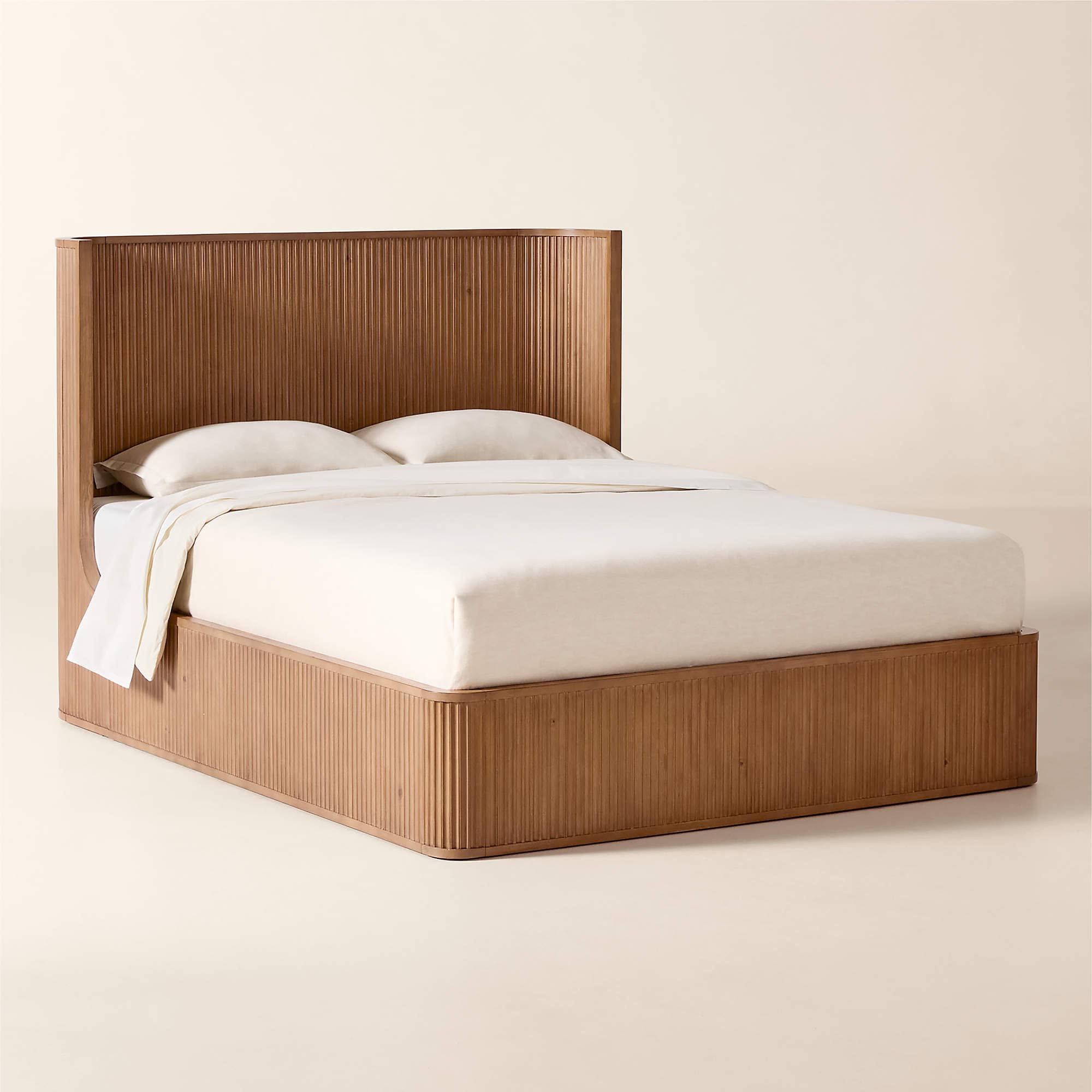 Razon Fluted Wood Queen Bed with Nightstands - 3