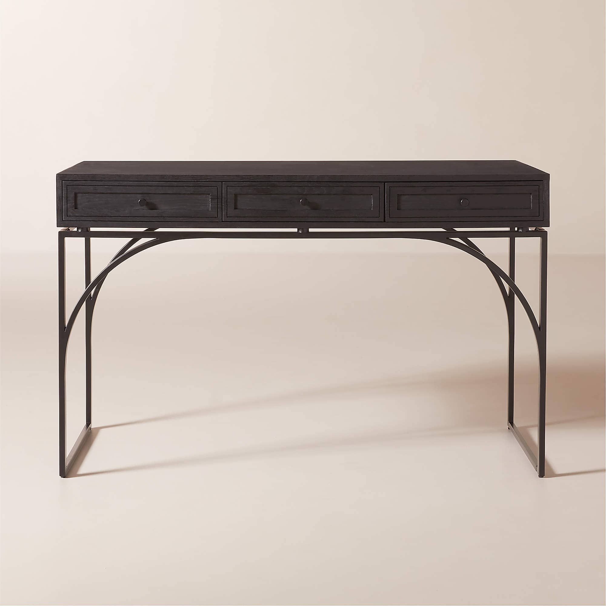 Ebony 3-Drawer Black Oak Desk - 1