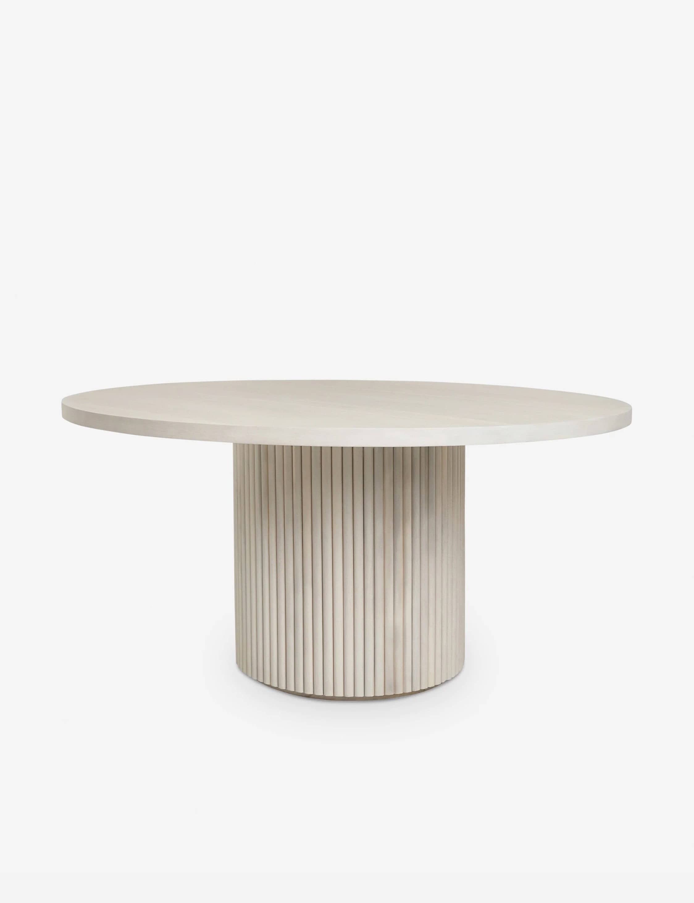 Graze Round Pedestal Dining Table - Fluted  Base, Minimal Modern Design in Warm Beige Finish - white washed dining table round dining table - 4