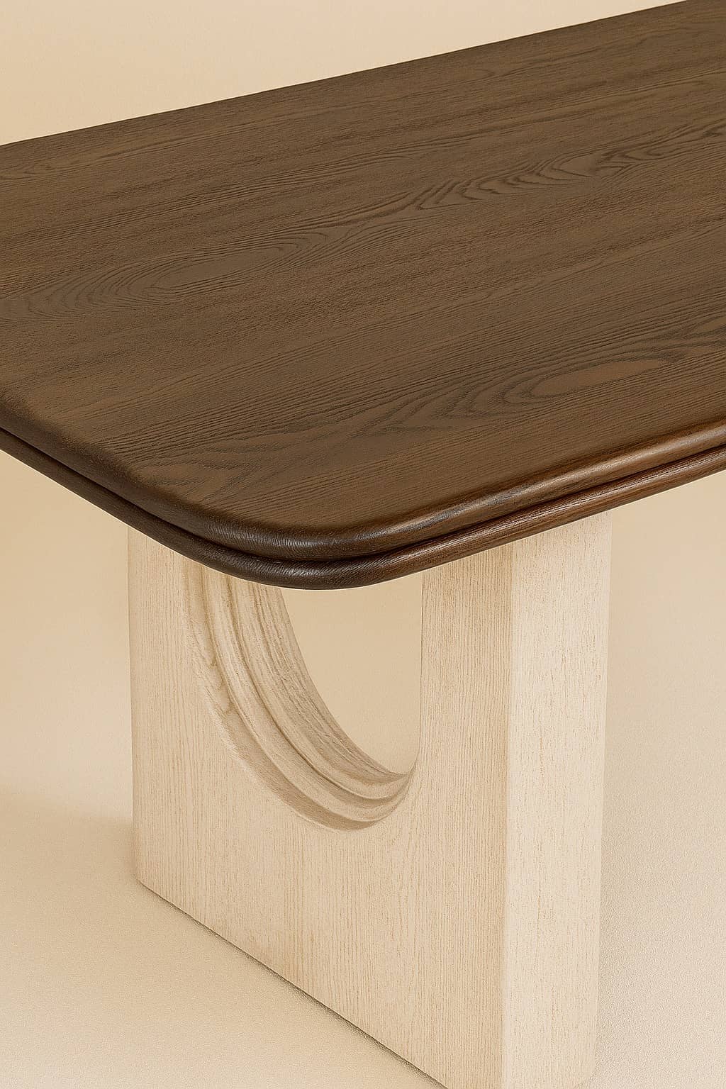 Modern Solid Wood Dining Table – Whitewashed Base with Dark Walnut Top | 8-Seater - 4