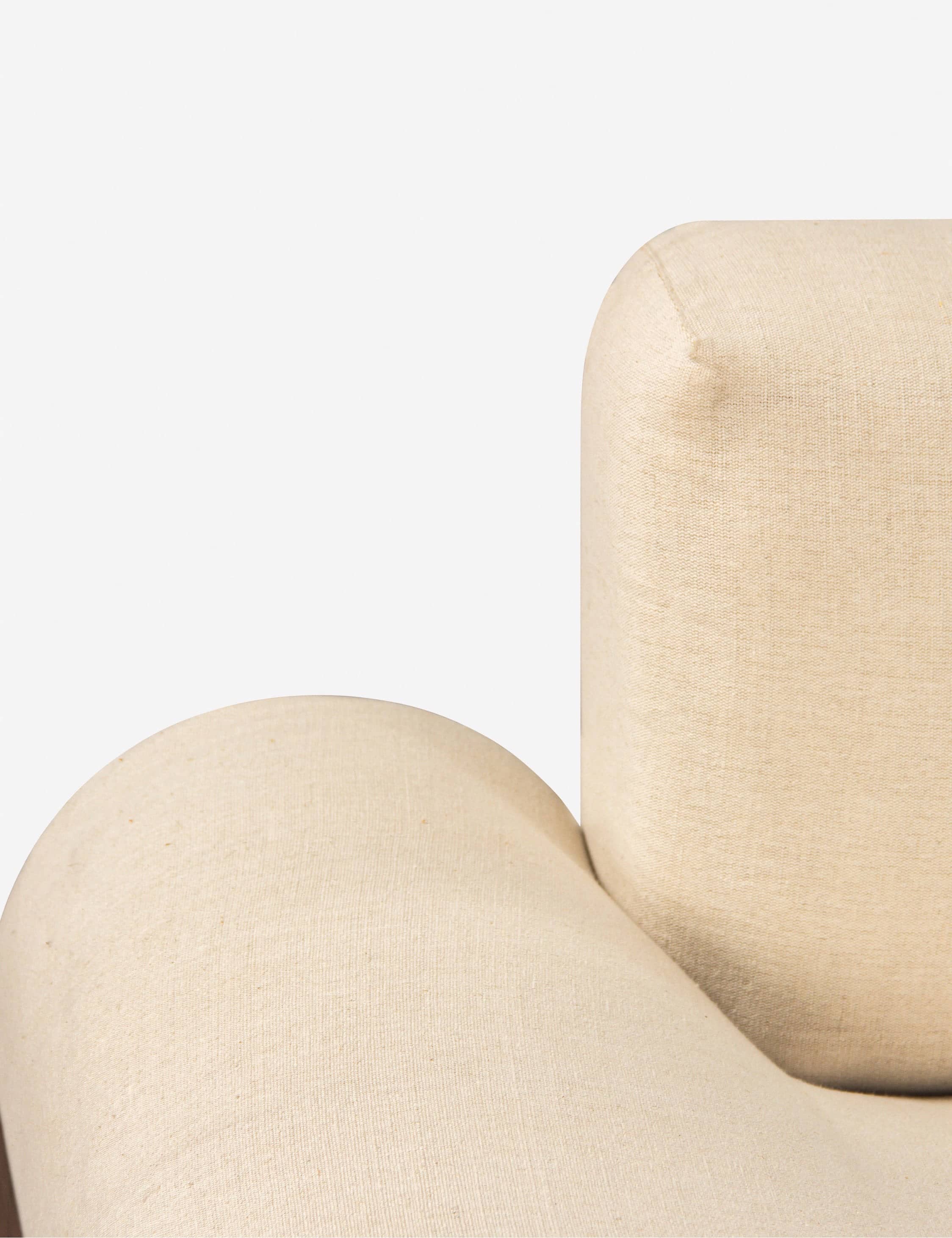 Modern Beige Sofa with Circular Back Cushions and Black Curved Arms – Contemporary Designer Piece - 3