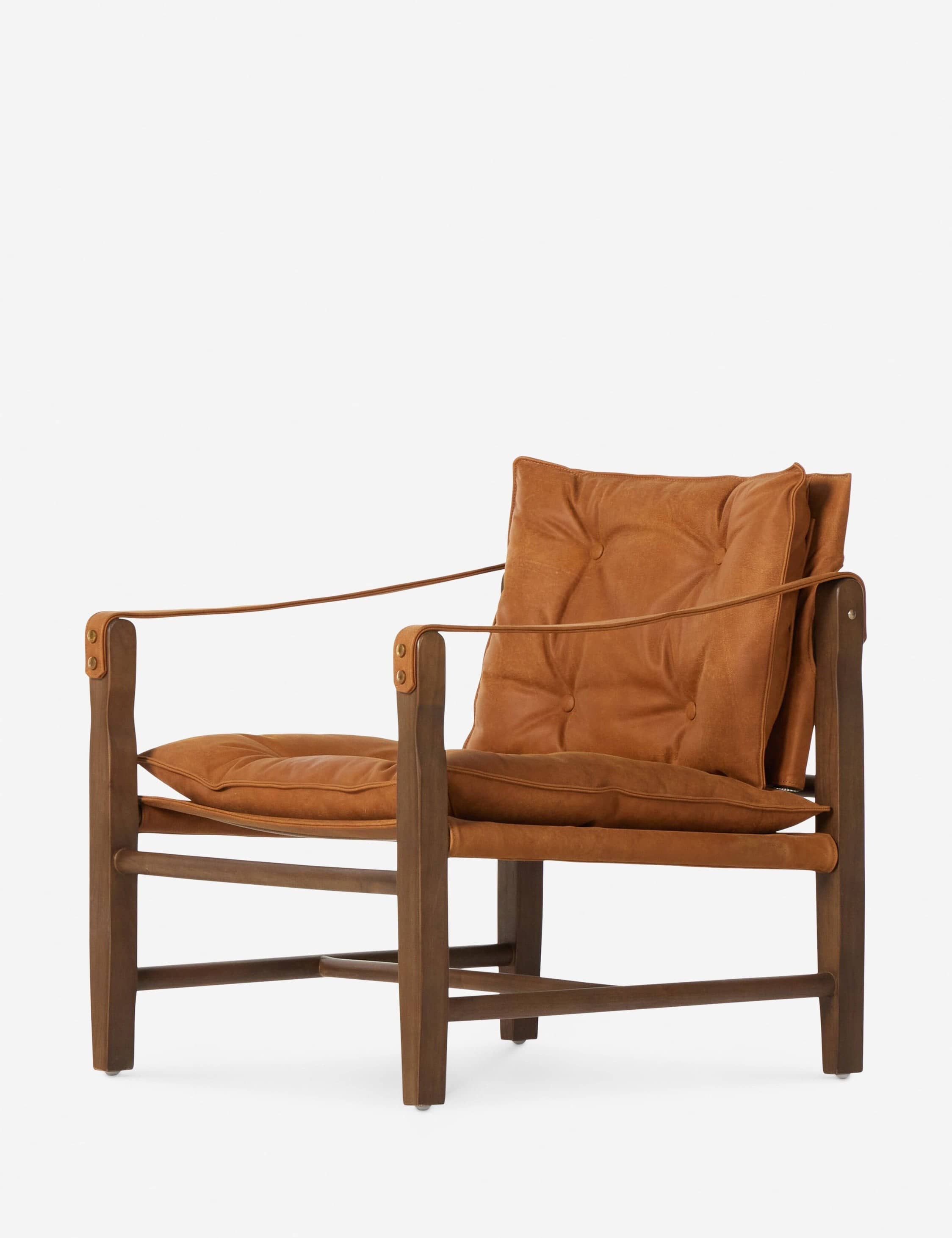 Vintage-Inspired Leather Lounge Chair with Wooden Frame – Classic Modern Accent Piece - 1