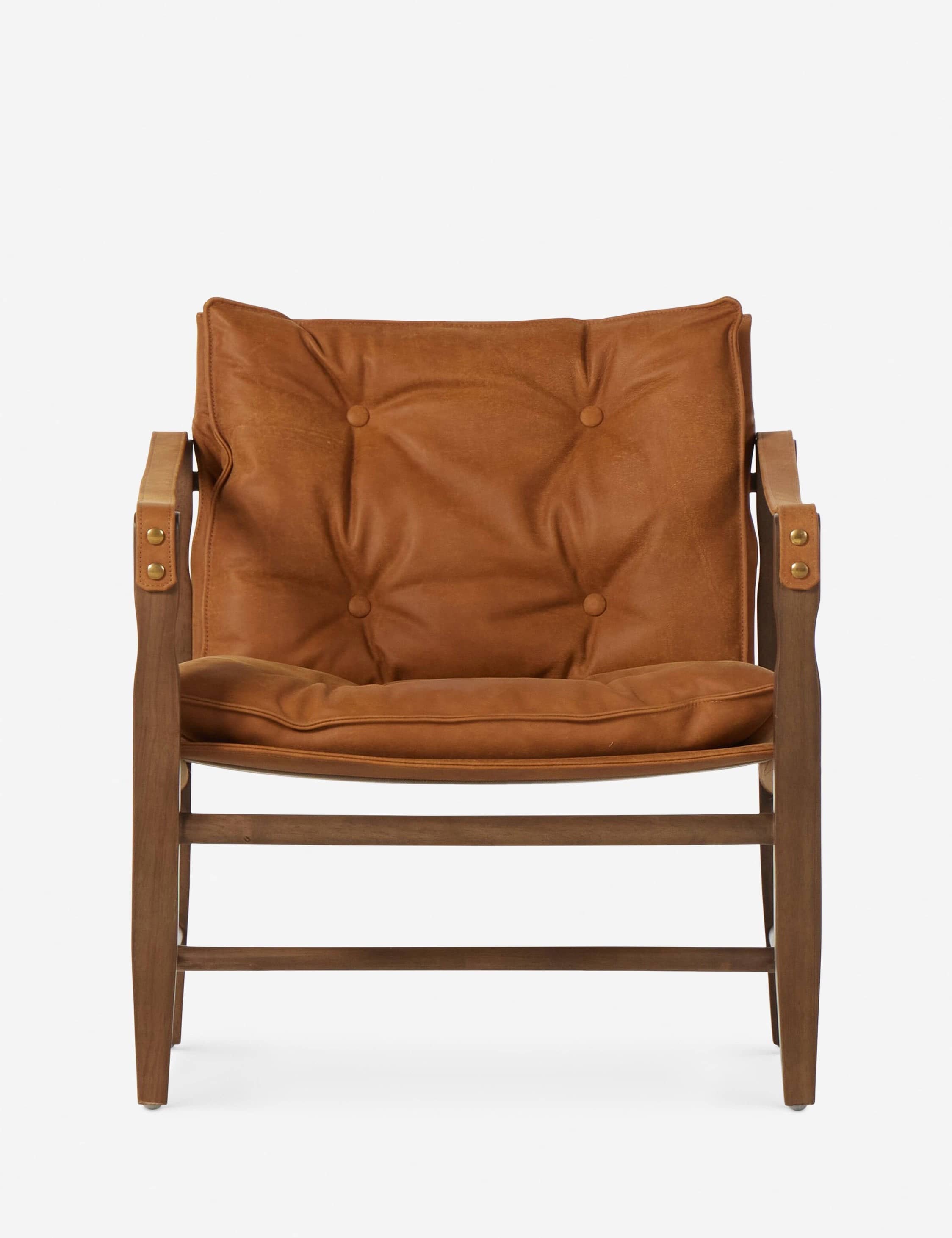 Vintage-Inspired Leather Lounge Chair with Wooden Frame – Classic Modern Accent Piece - 3