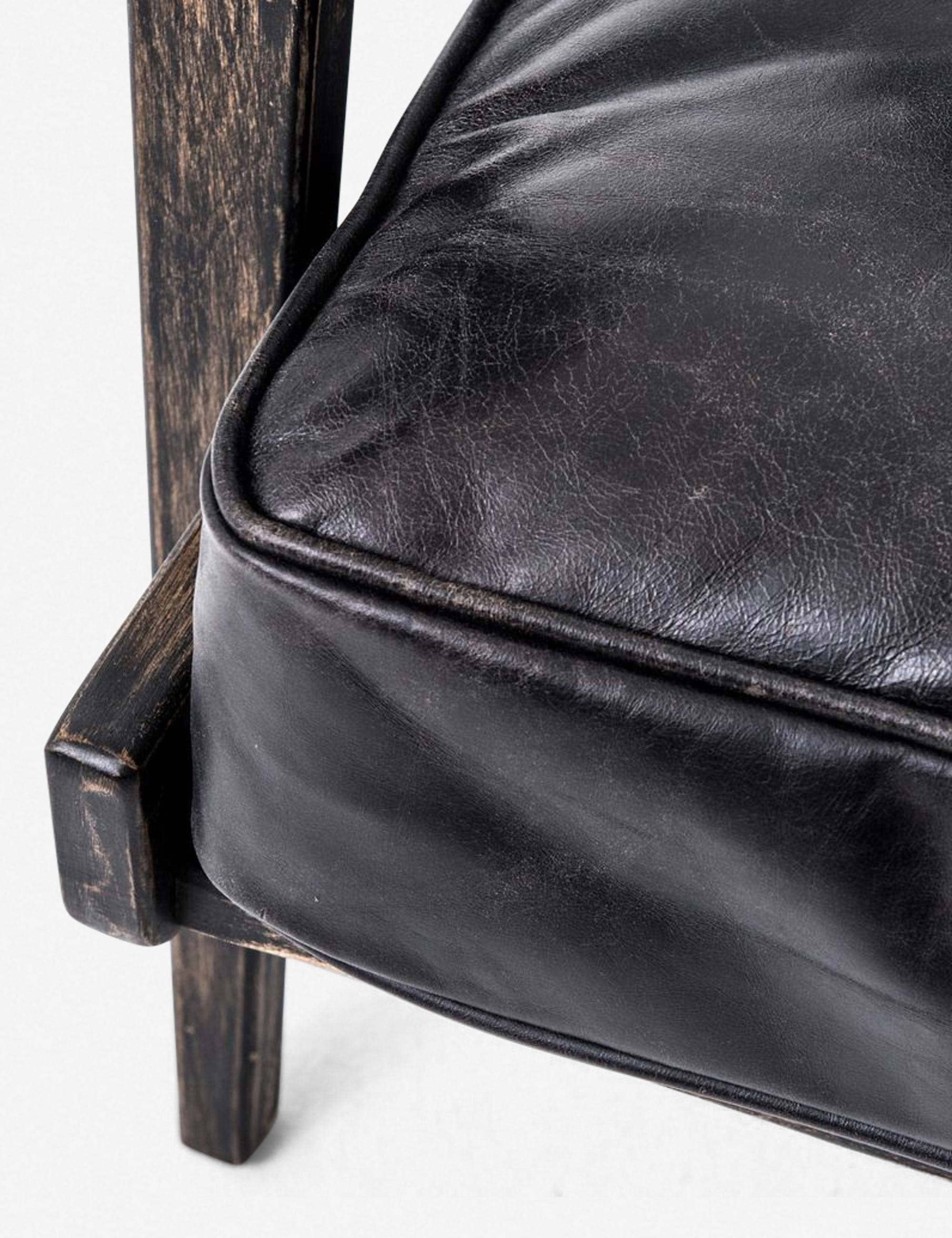 Modern Black Leather Lounge Chair with Rustic Wood Frame – Stylish, Comfortable Accent Piece - 5