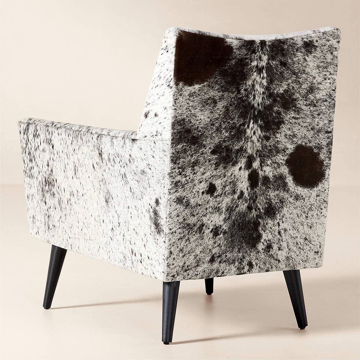 Luxury Cowhide Upholstered Accent Chair with Black Stained Wooden Legs – Unique, Original Animal Skin - 5