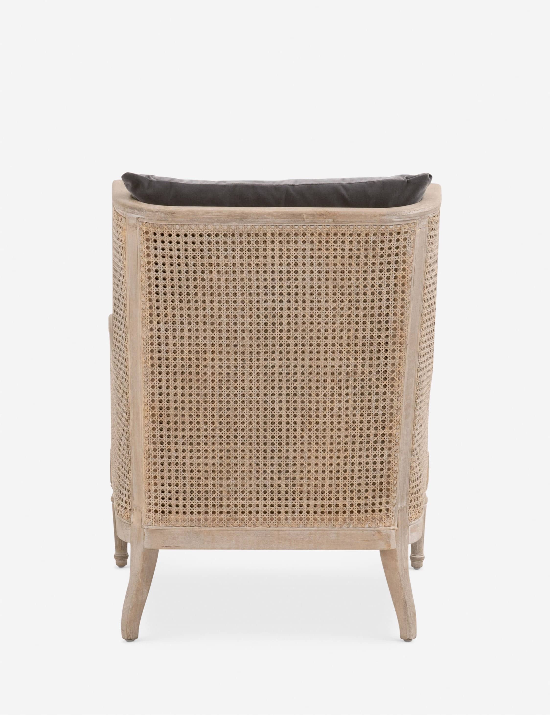 Handcrafted Cane Armchair with Dark Velvet Cushions – Modern Rustic Accent Chair - 5