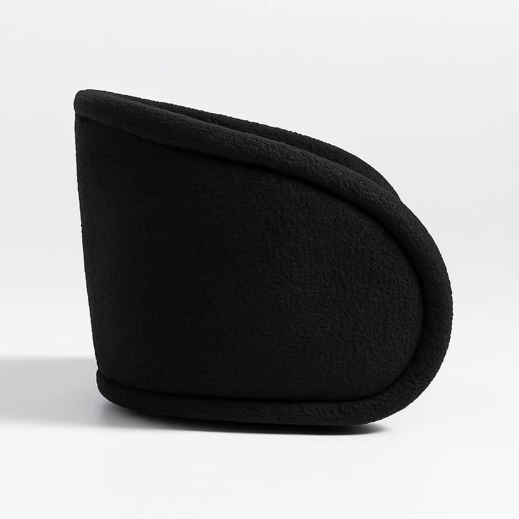 Modern Black Bouclé Swivel Lounge Chair – Curved Arm Contemporary Accent Chair - 4