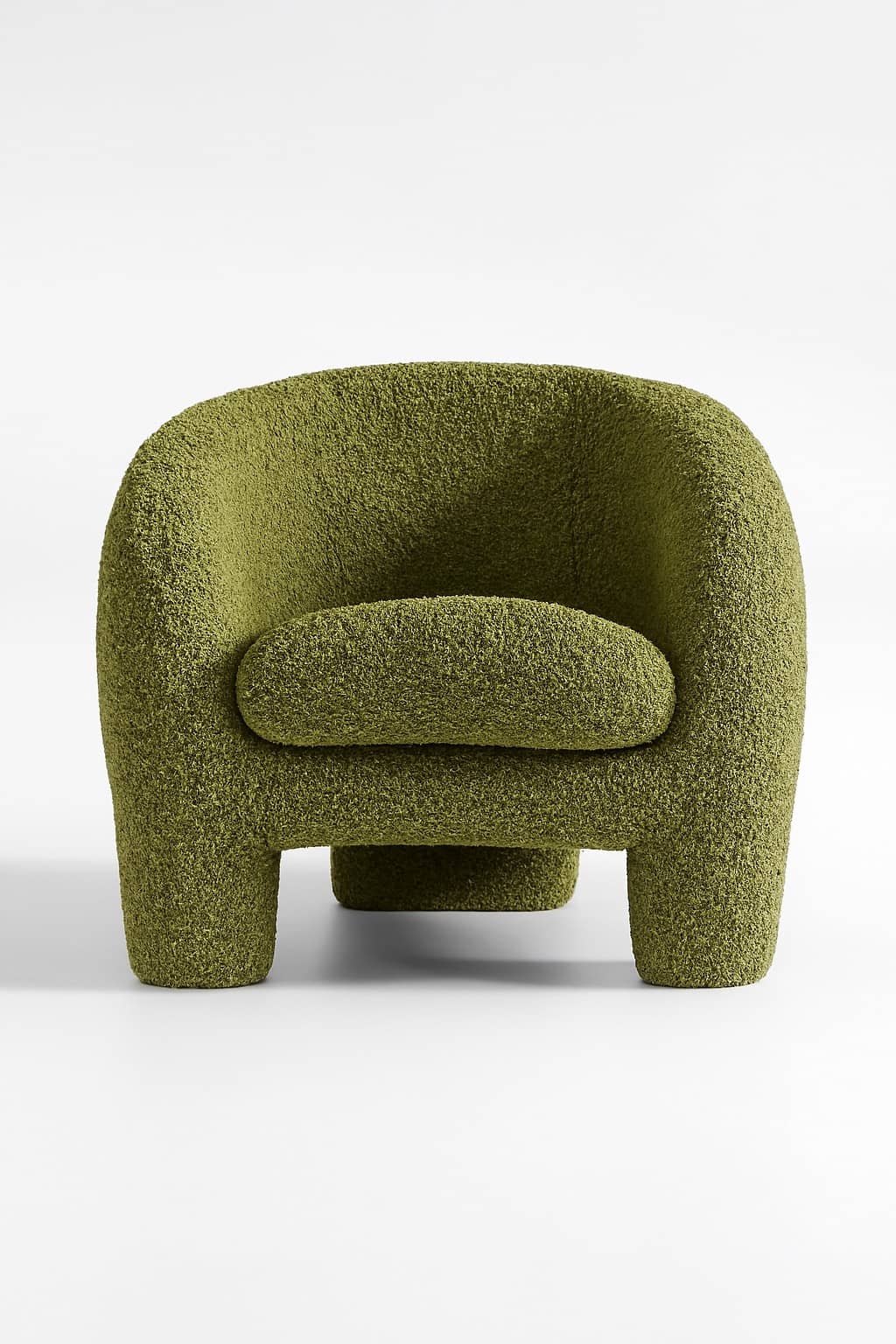 Modern Olive Green Bouclé Accent Chair – Sculptural Lounge Seating - 2