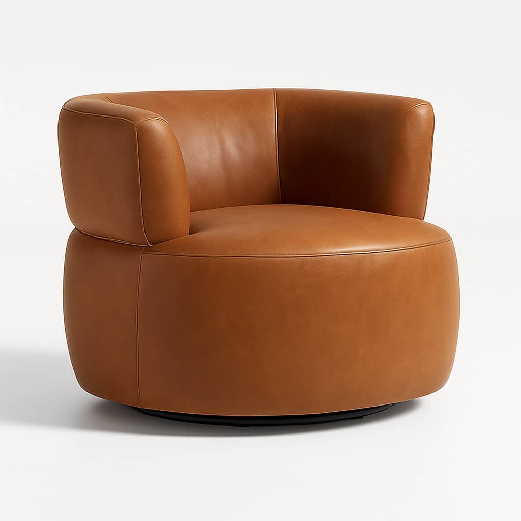 Sienna Tan Leather Swivel Accent Chair – Modern Lounge Seating - 1