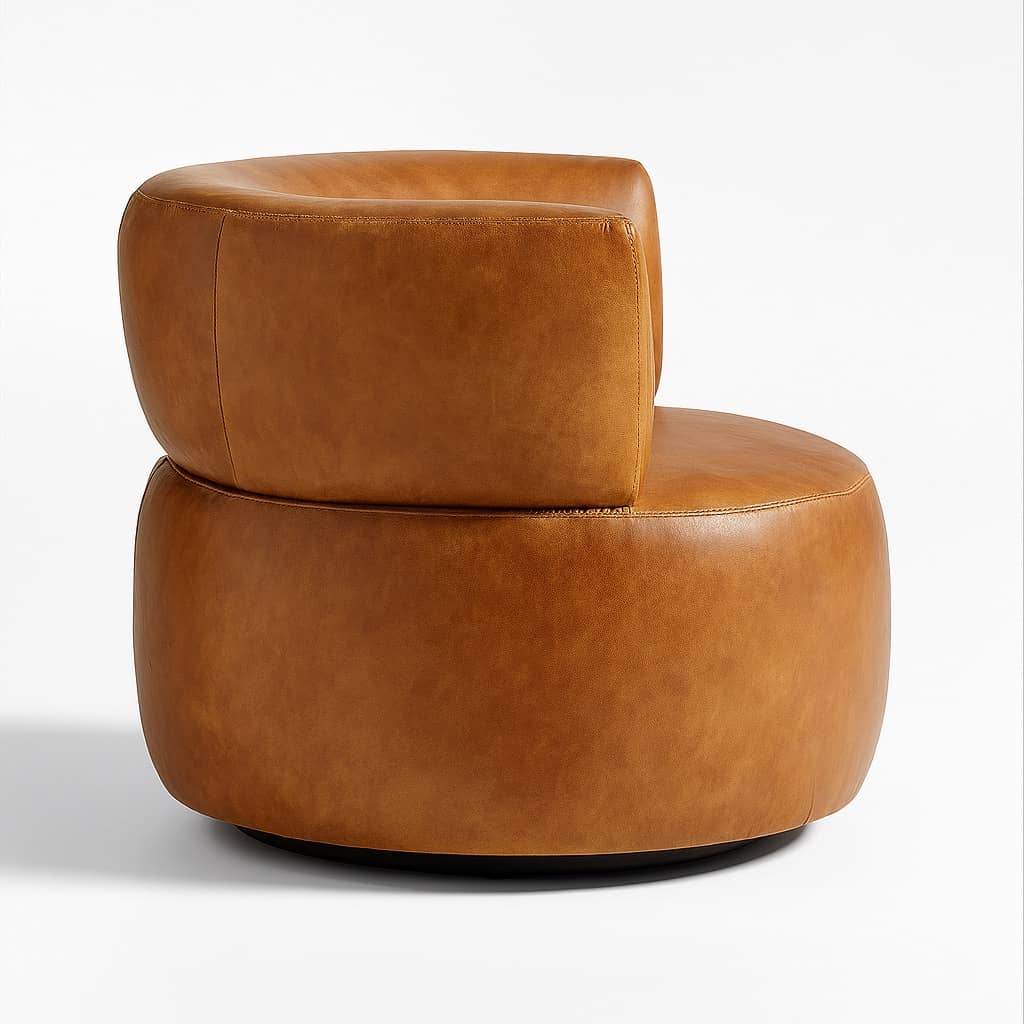 Sienna Tan Leather Swivel Accent Chair – Modern Lounge Seating - 2