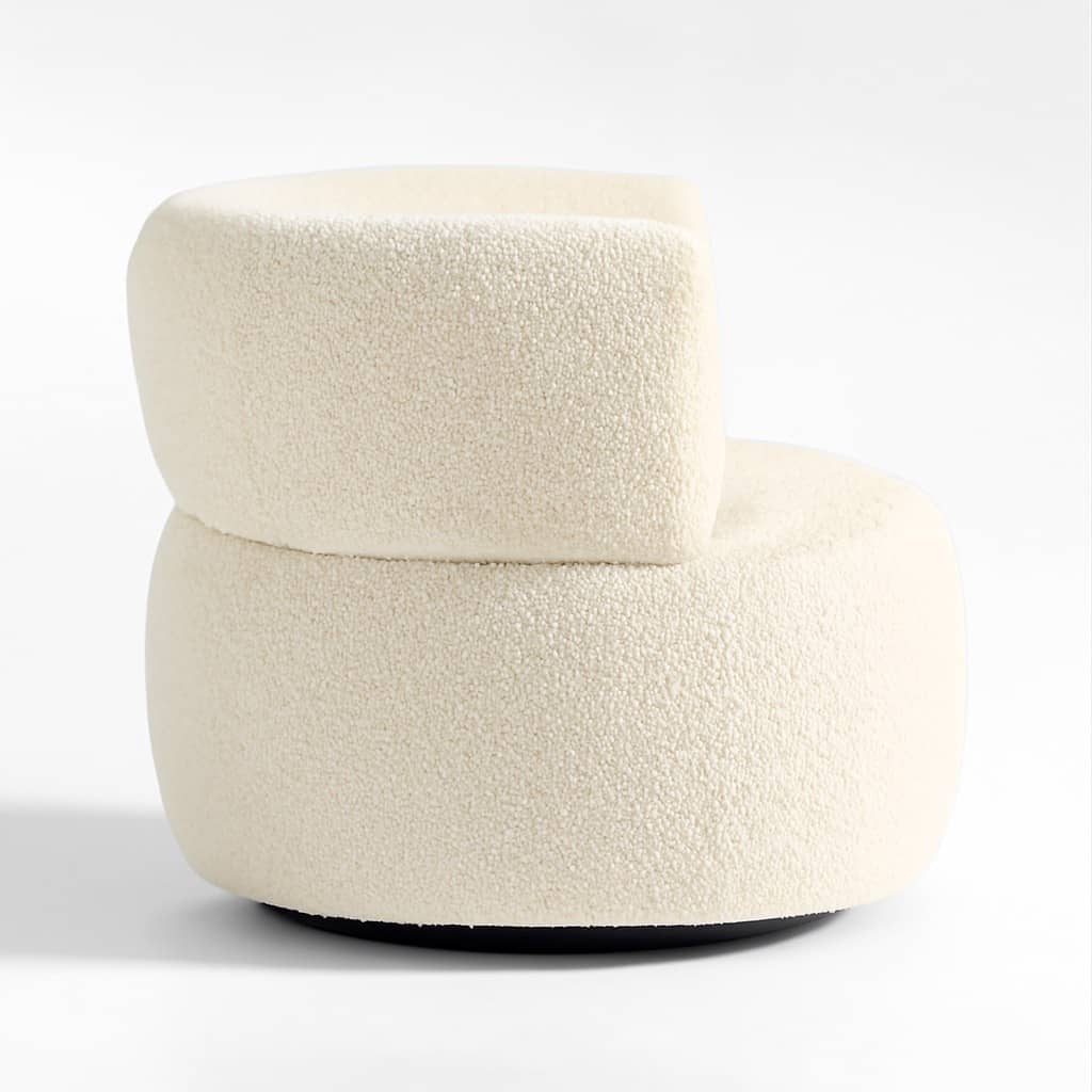 Cloud Cream Bouclé Swivel Accent Chair – Modern Curved Lounge - 2