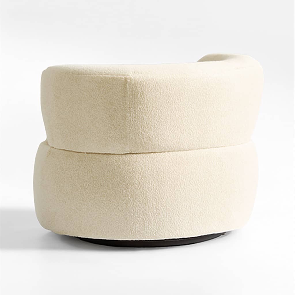 Cloud Cream Bouclé Swivel Accent Chair – Modern Curved Lounge - 3