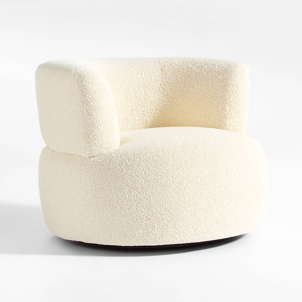 Cloud Cream Bouclé Swivel Accent Chair – Modern Curved Lounge - 1