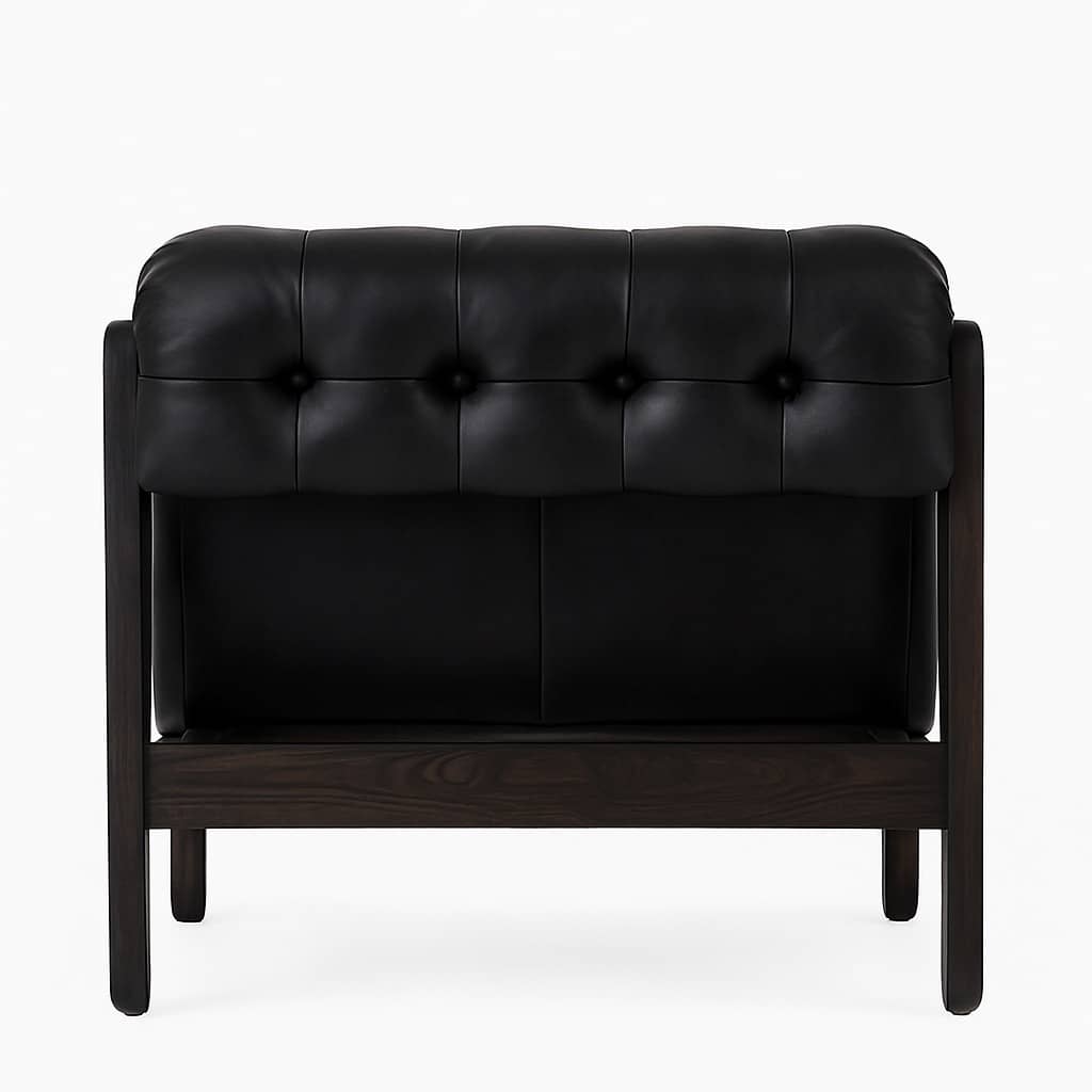 Noir Tufted Black Leather Lounge Chair – Modern Living Room Accent Seating - 4