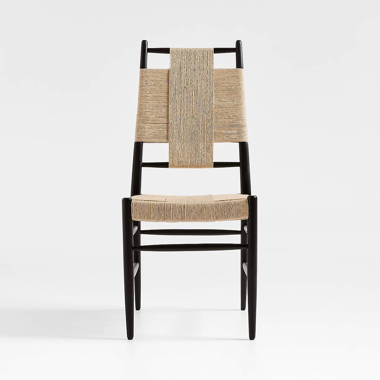 Modern Black Ladder Back Dining Chair with Woven Paper Cord Seat – Scandinavian Style - 2