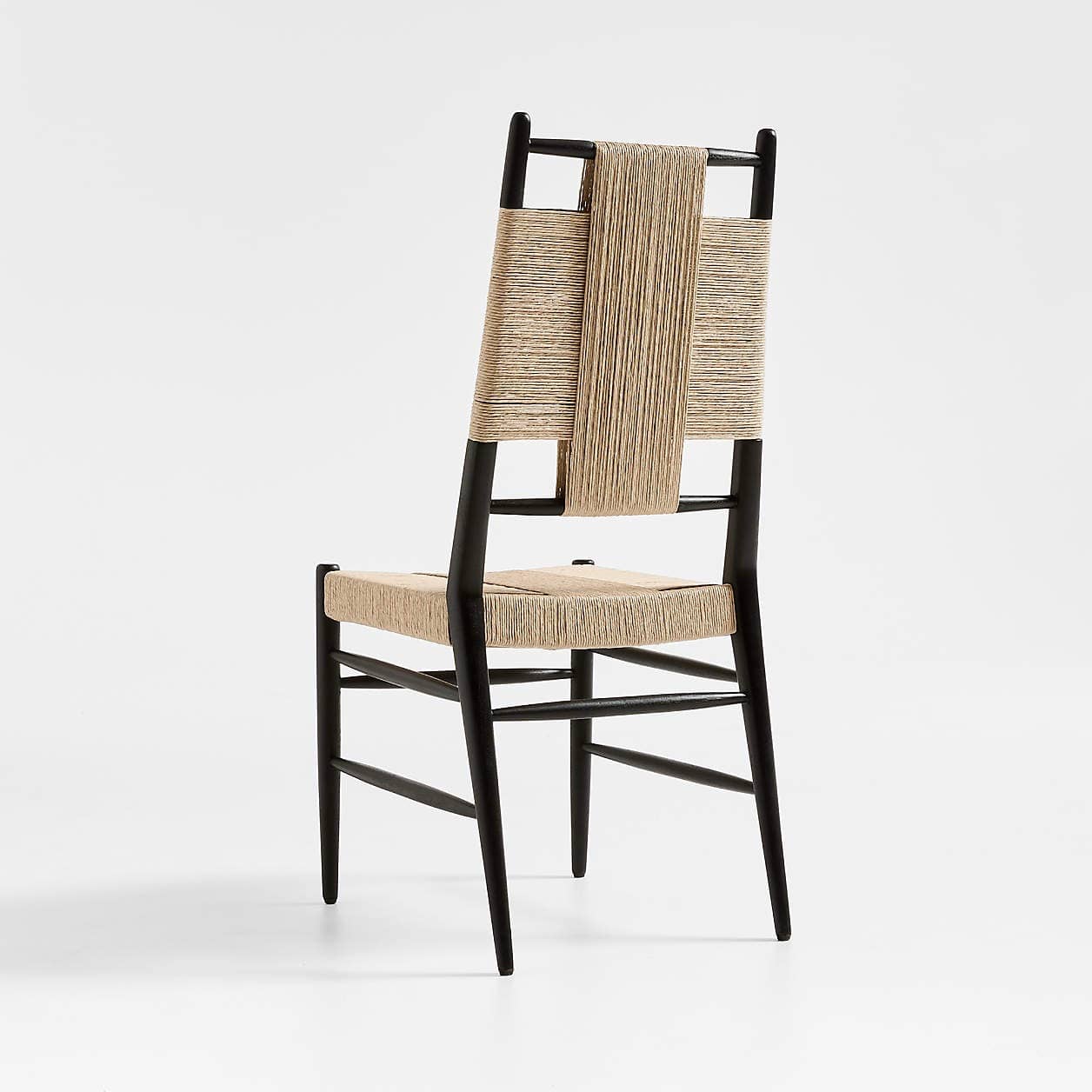 Modern Black Ladder Back Dining Chair with Woven Paper Cord Seat – Scandinavian Style - 4