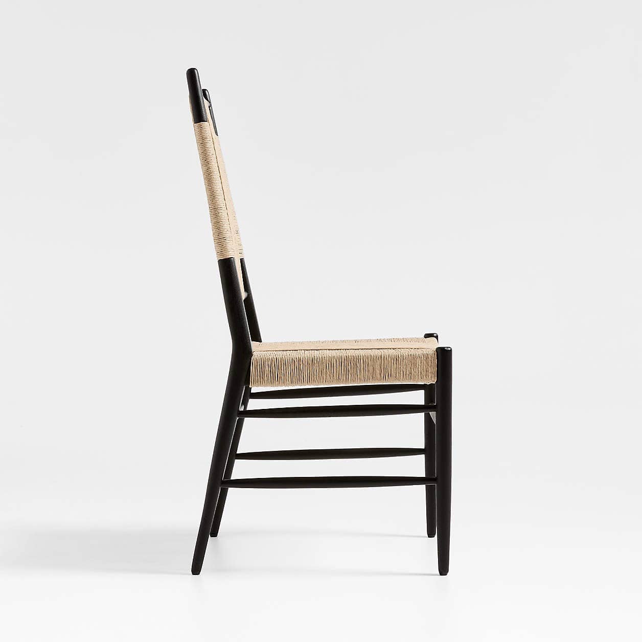 Modern Black Ladder Back Dining Chair with Woven Paper Cord Seat – Scandinavian Style - 3