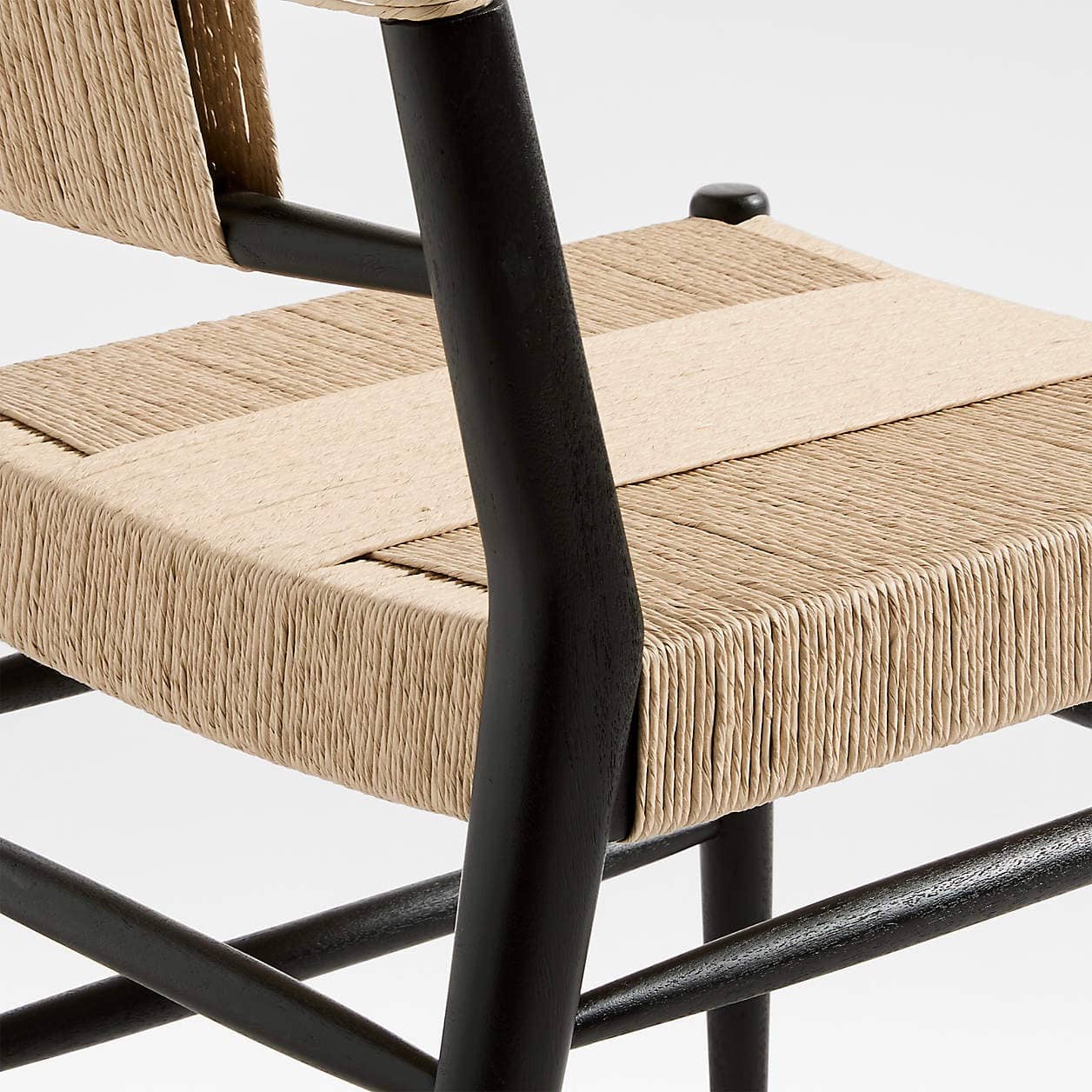 Modern Black Ladder Back Dining Chair with Woven Paper Cord Seat – Scandinavian Style - 5