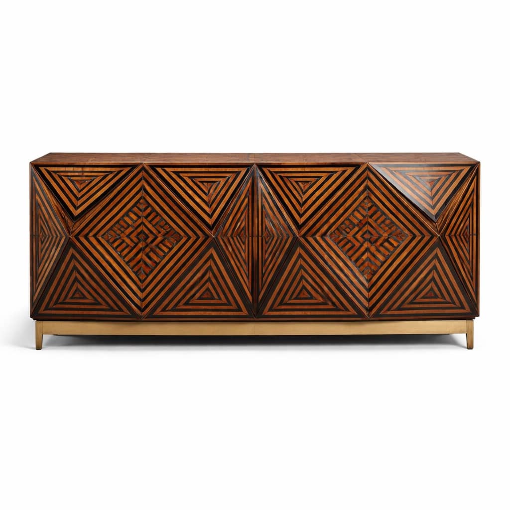 Geometric Marquetry Sideboard 4 Door Sideboard - 1