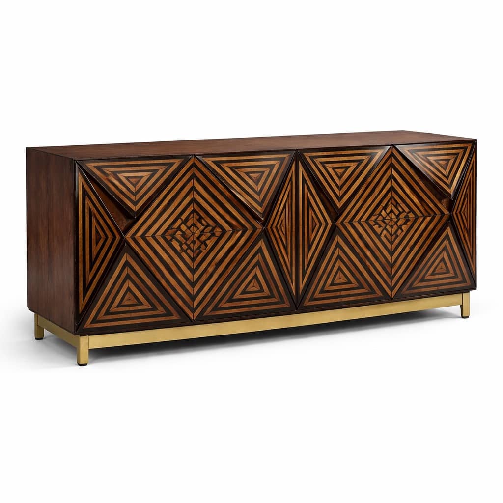 Geometric Marquetry Sideboard 4 Door Sideboard - 2