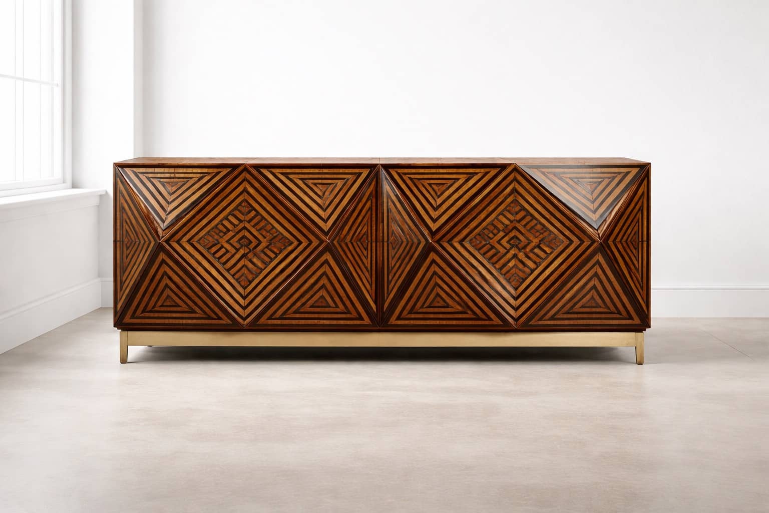 Geometric Marquetry Sideboard 4 Door Sideboard - 4