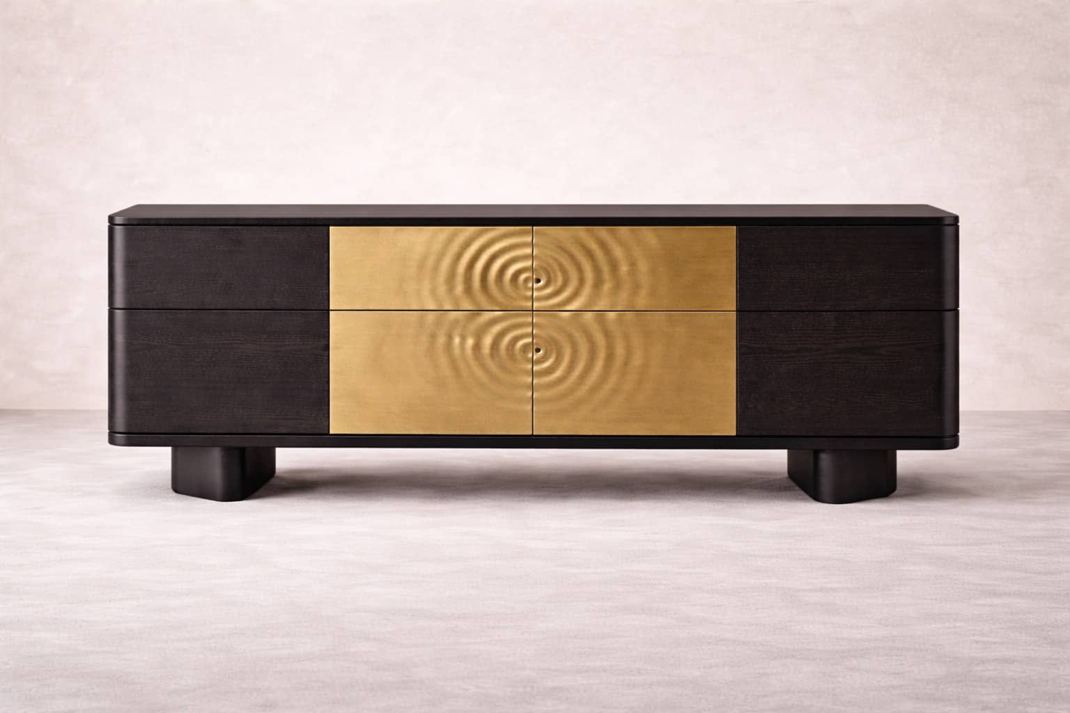 Ripple — Ebonized Oak & Repousse Brass Sideboard - 1