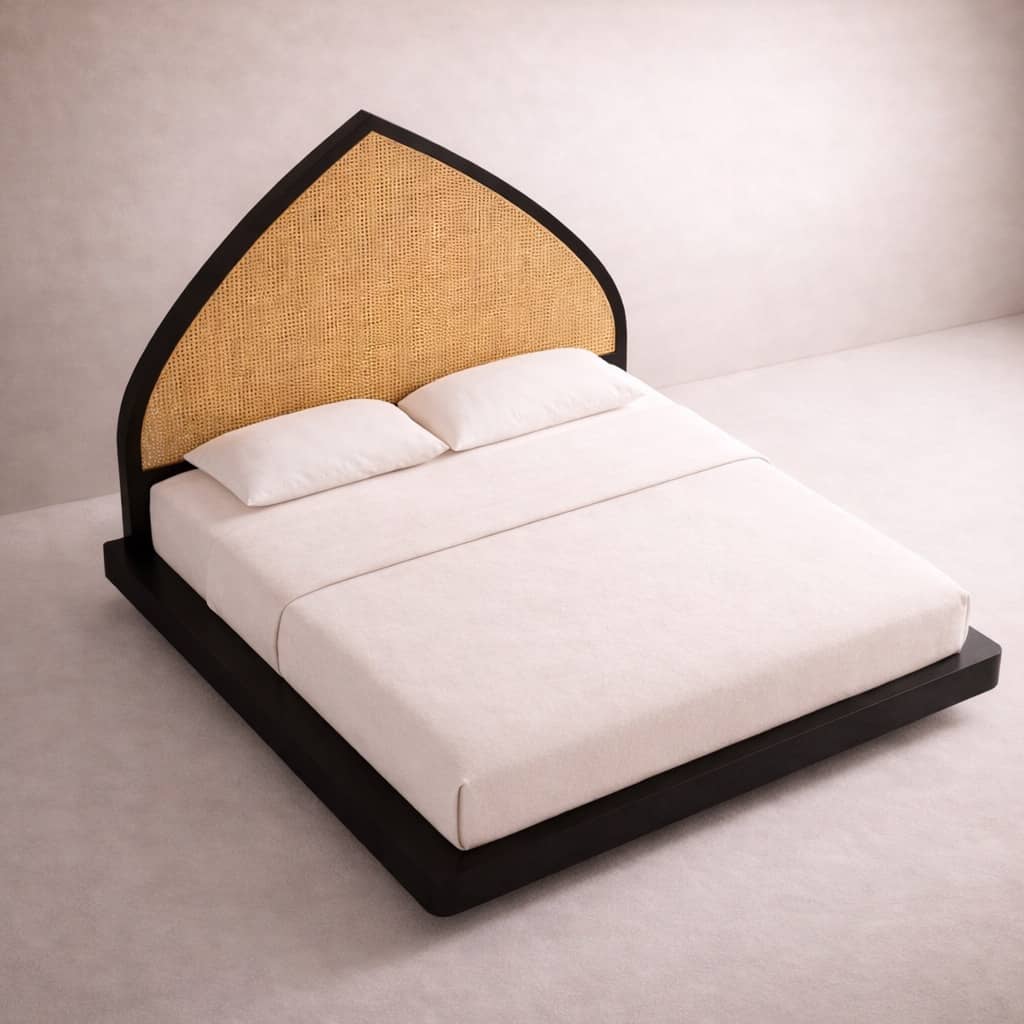 Mehrab — Ebonized Mango Wood & Hand-Woven Cane Bed - 5