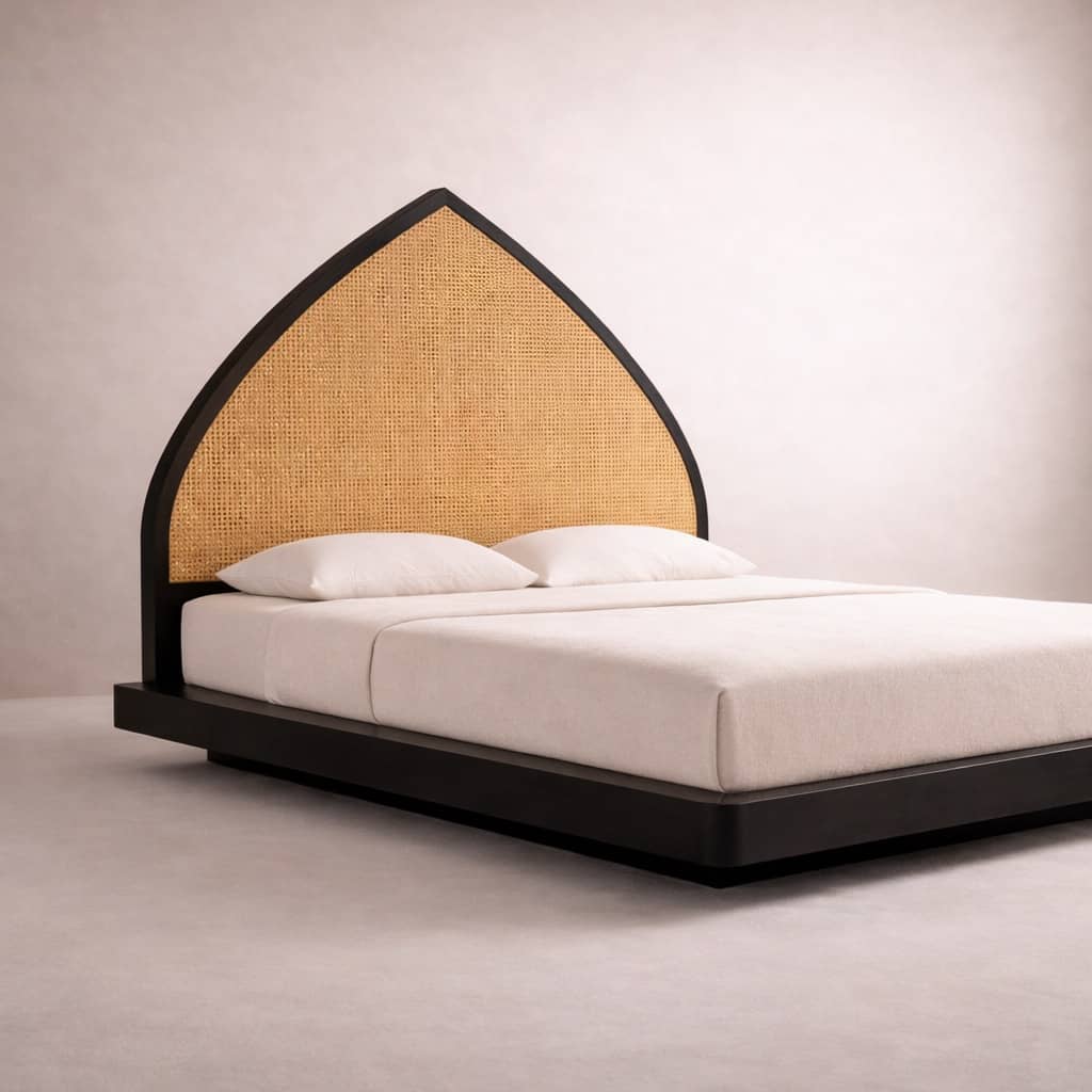 Mehrab — Ebonized Mango Wood & Hand-Woven Cane Bed - 3