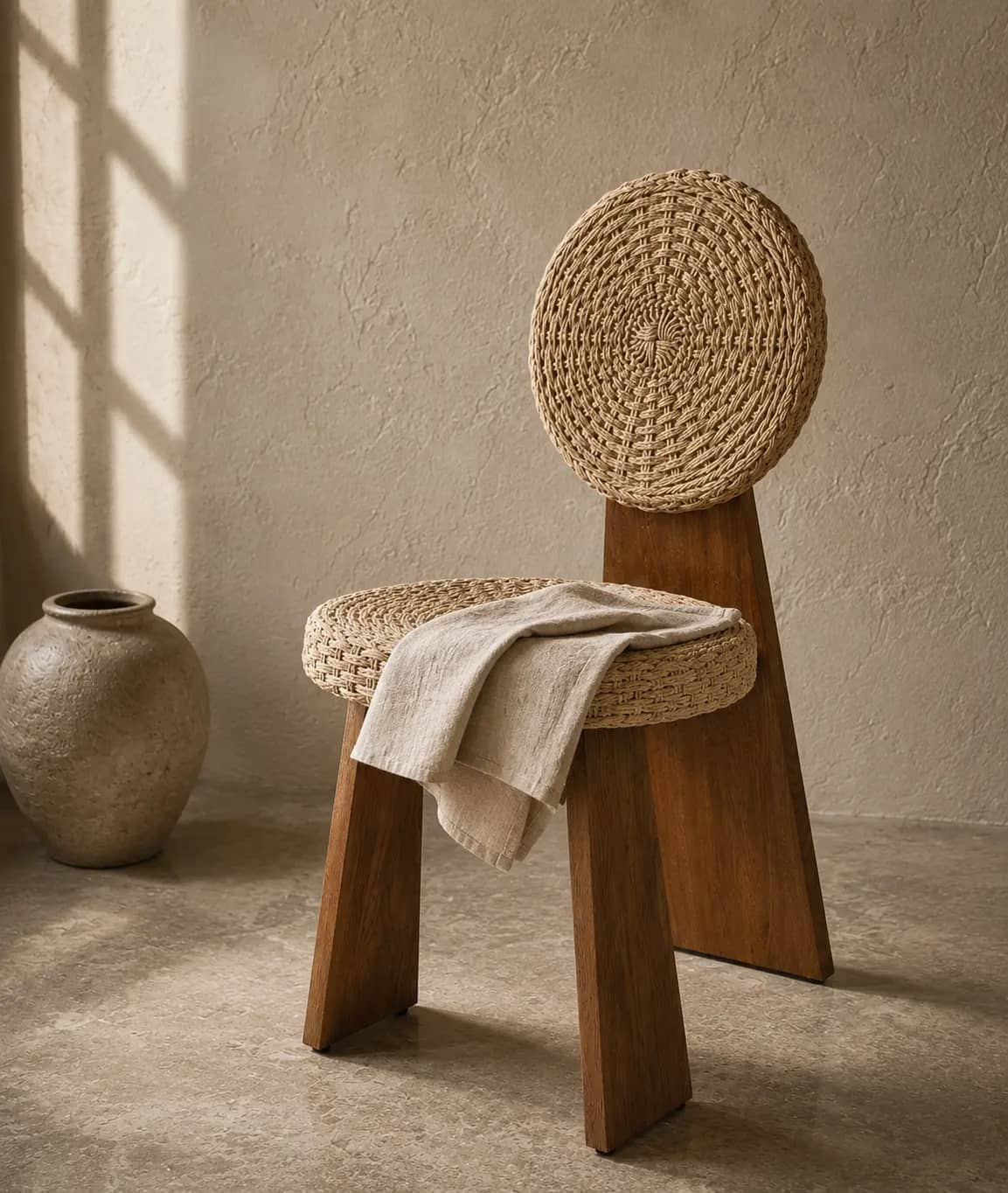 Mandala — Solid Oak & Hand-Braided Rope Dining Chair - 1