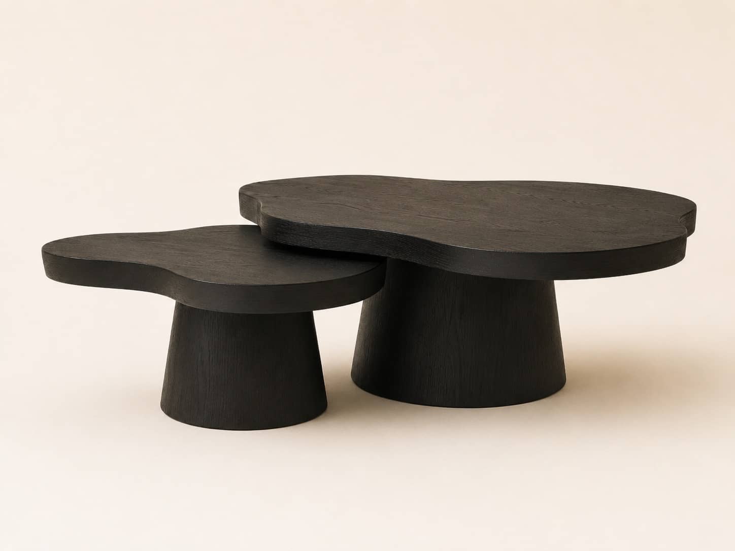 Organic Nesting Coffee Table Set – Black Oak Finish - 1