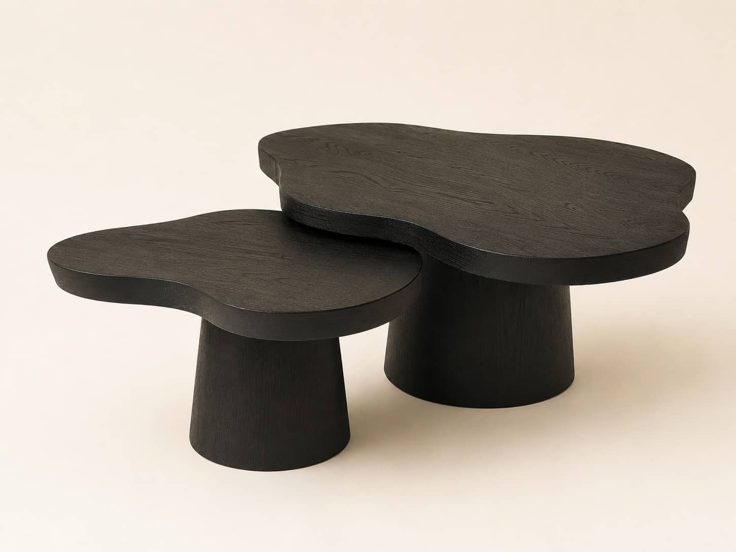 Organic Nesting Coffee Table Set – Black Oak Finish - 2